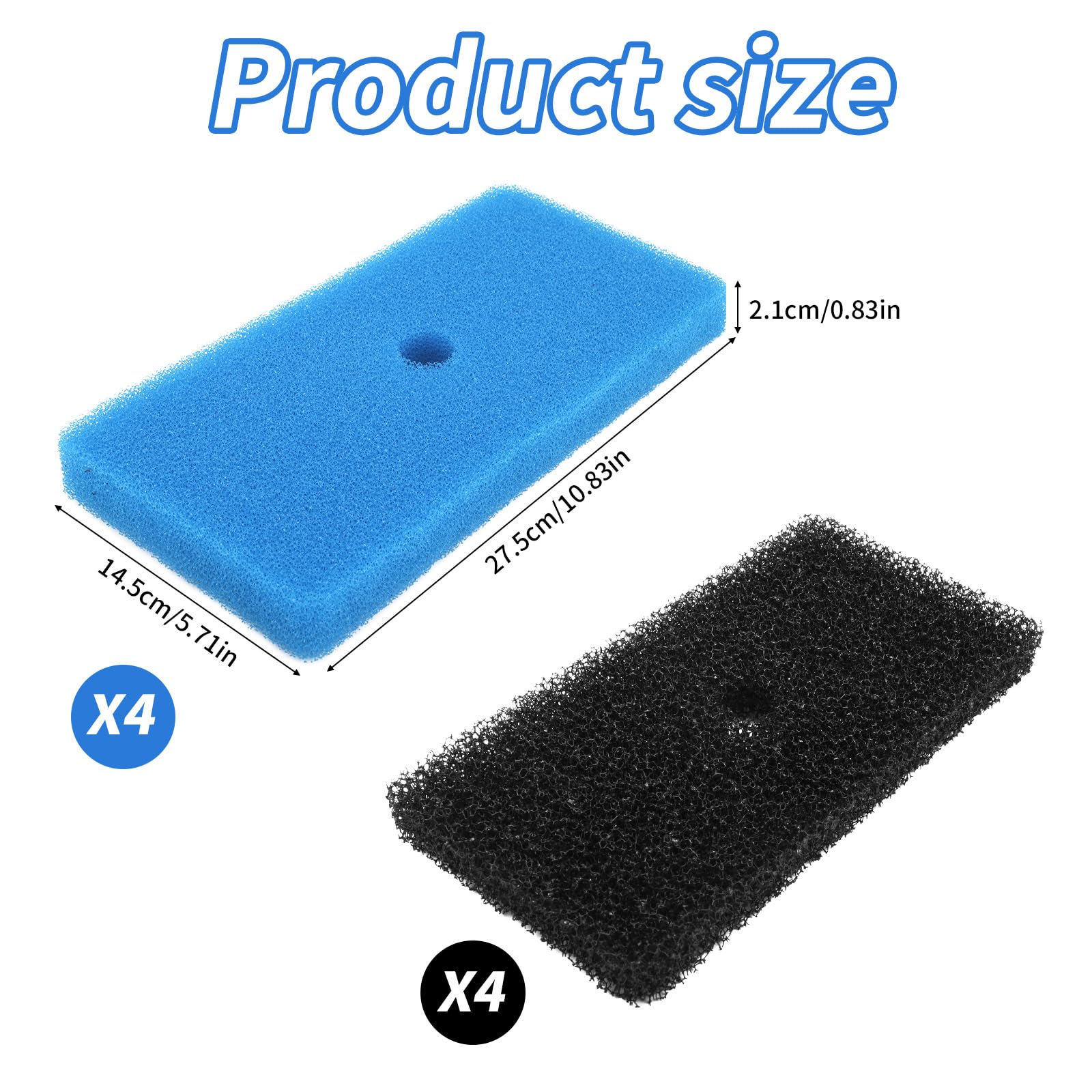 Tinoaly 4 Tampons Filtrants pour Bassin, Grossiers et Fins Compatibles avec Les Boîtes 52231 et 52229 pour Aquariums Extérieurs Fontaines