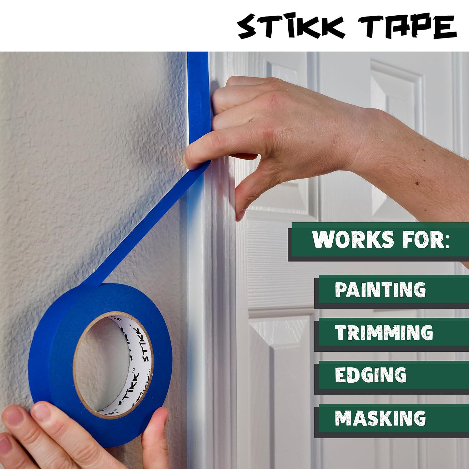 STIKK Painters Tape - 3pk Forest Dark Green Painter Tape - 1 inch x 60 Yards - Paint Tape for Painting, Edges, Trim, Ceilings - Masking Tape for DIY Paint Projects - Residue-Free Painting Tape image 4