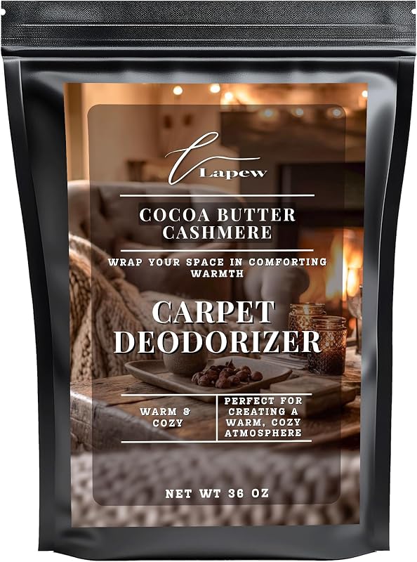 Lapew Cocoa Butter Cashmere Carpet Deodorizer Powder - Pet Safe Freshener for Vacuuming | Scented Odor Eliminator for Home | 36 oz