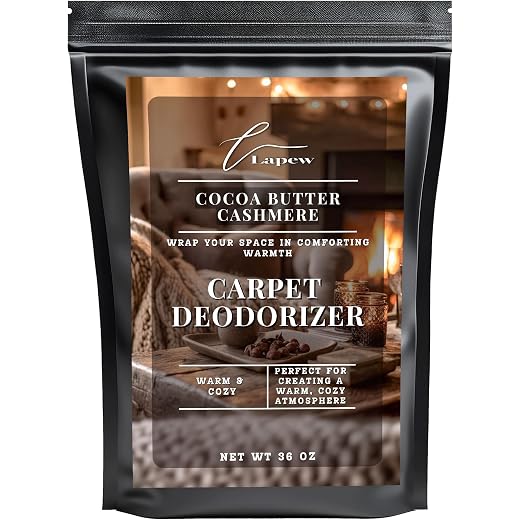 Lapew Cocoa Butter Cashmere Carpet Deodorizer Powder - Pet Safe Freshener for Vacuuming | Scented Odor Eliminator for Home | 36 oz