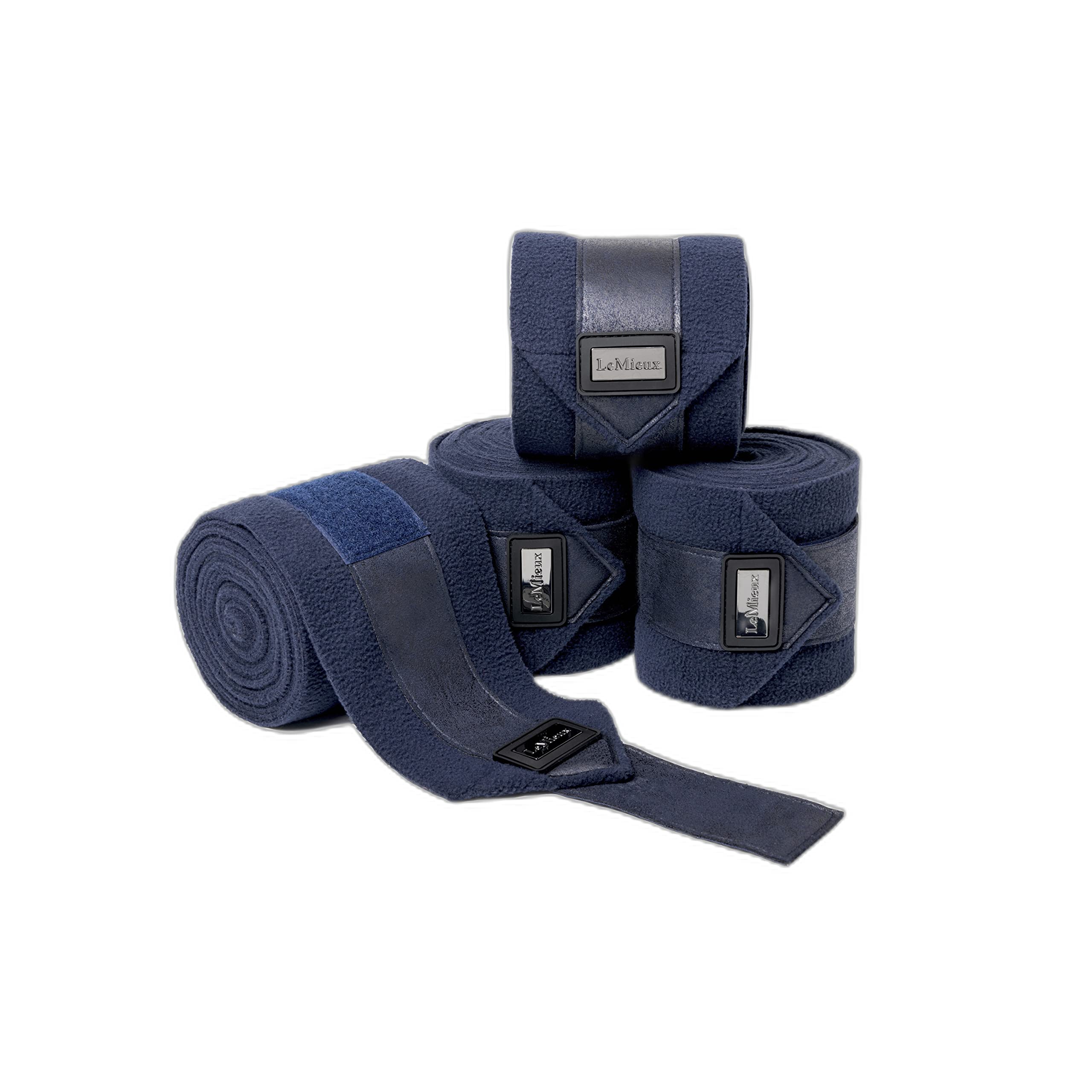 LeMieux Rhone - Vendas tipo polo en azul marino vintage con funda con cremallera, envolturas de protección de forro polar suave, 12 pies de largo, paquete de 4 unidades, tamaño matrimonial