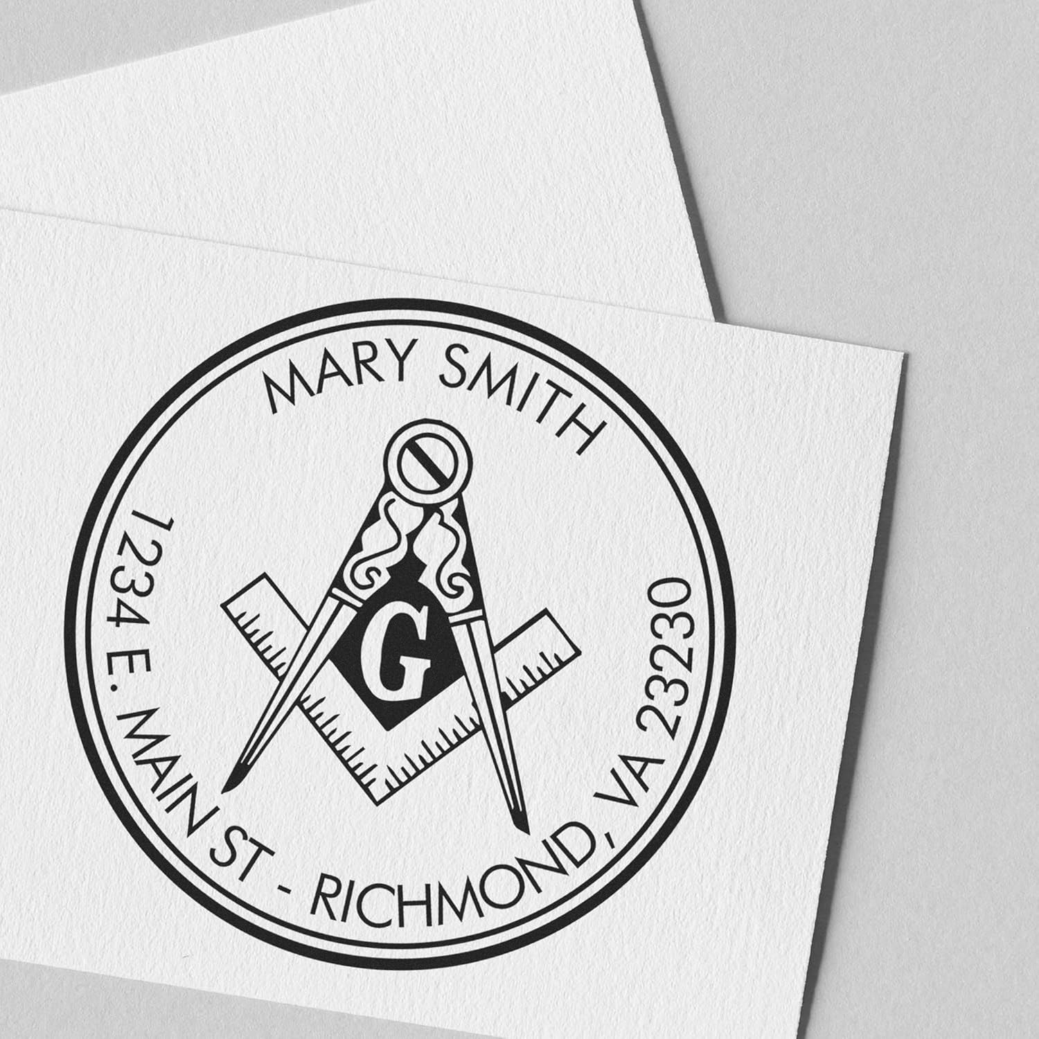 PSI Pre-Inked Majestic Masons Custom Address Stamp - Personalized Envelope Stamp for Masonic Collectors - Customized Round Stamp, 1-5/8 Size - Ideal for Personalized Mailing Needs, Envelope Stamp