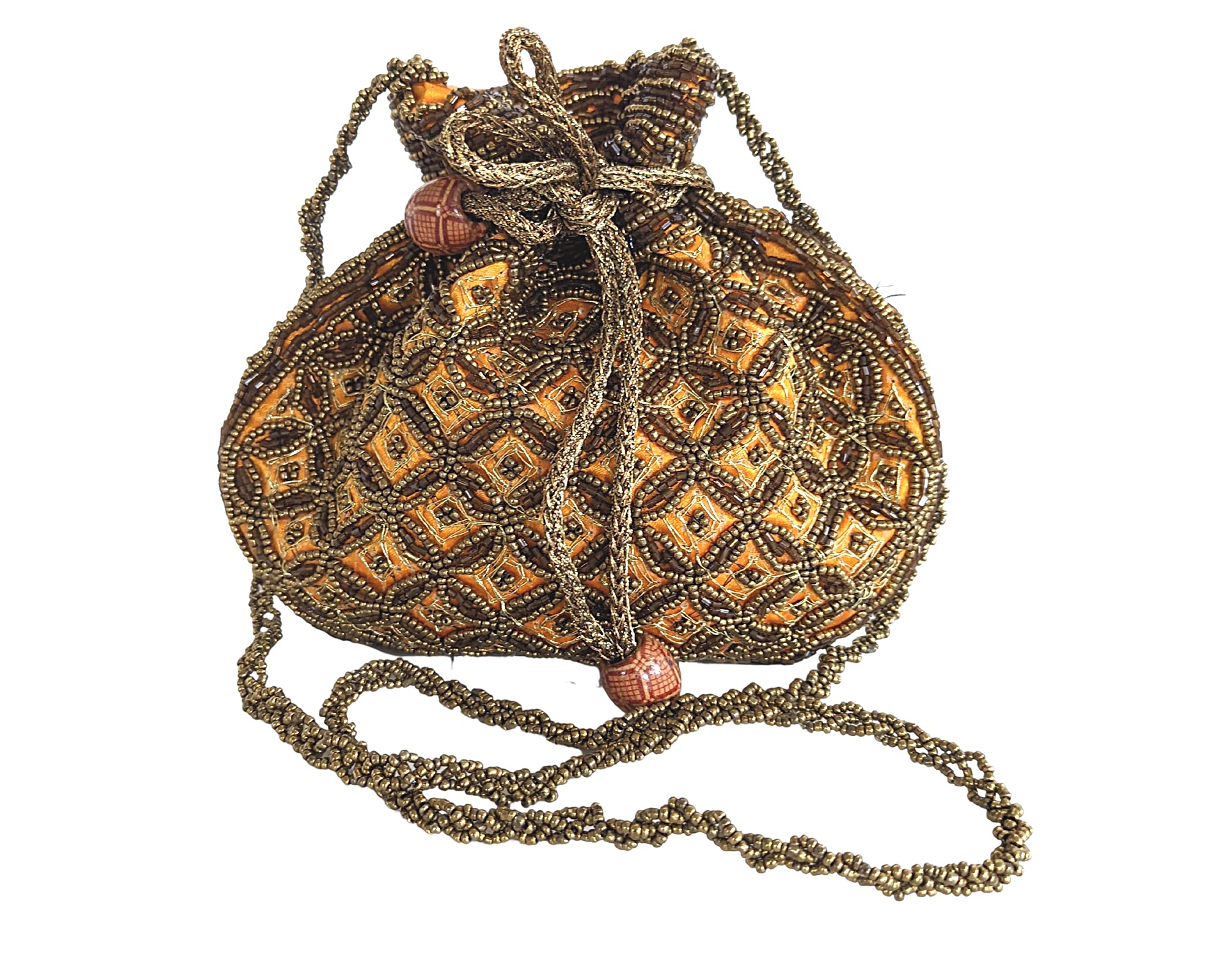 Women Handmade Indian Potli Bags For Wedding, Beaded Drawstring Purse, Batwa Bags For Weddings