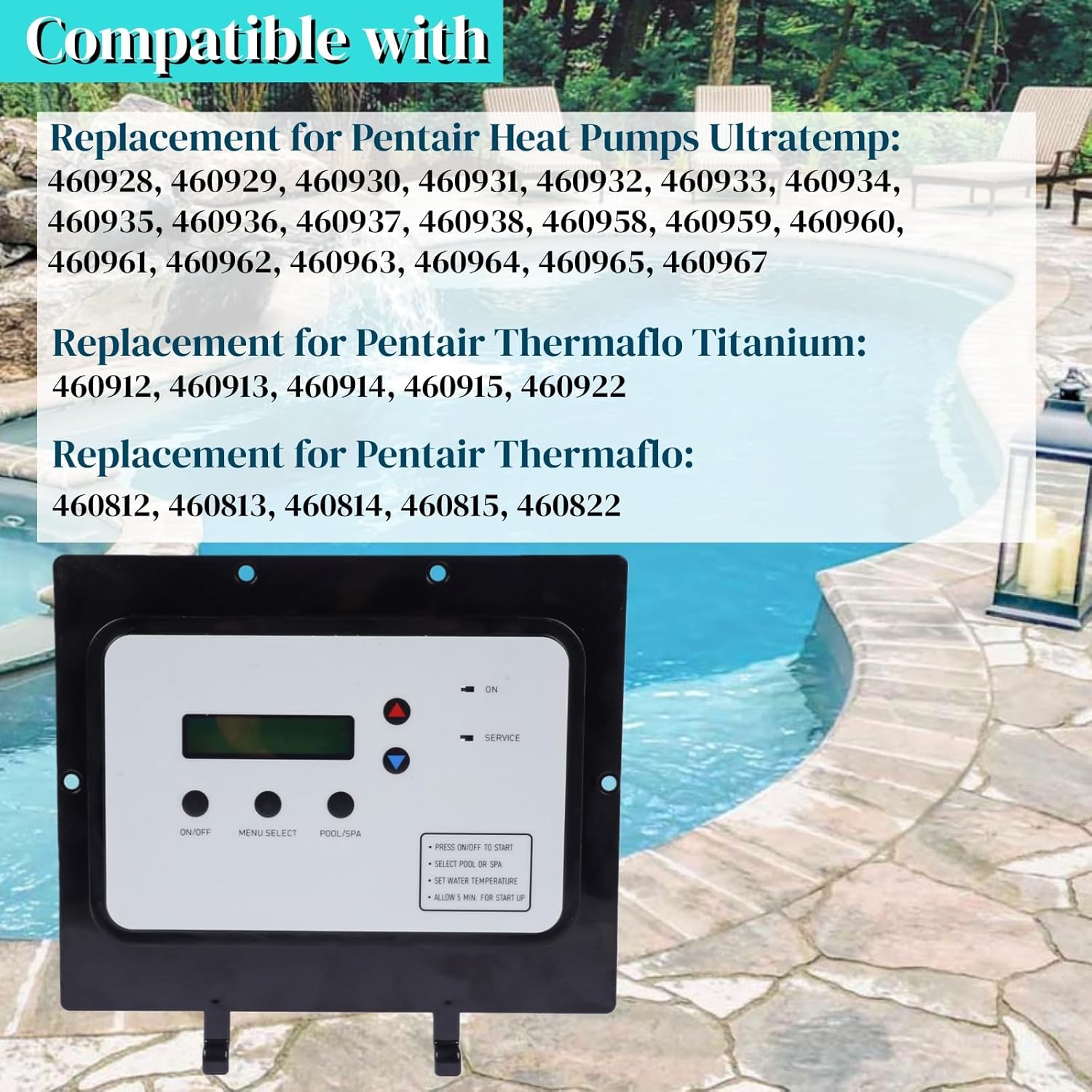 472734 Auto Heat Control Board Assembly Replacement for Pentair Pool and Spa Heat Pump 460928 460929 460930, with Digital Display