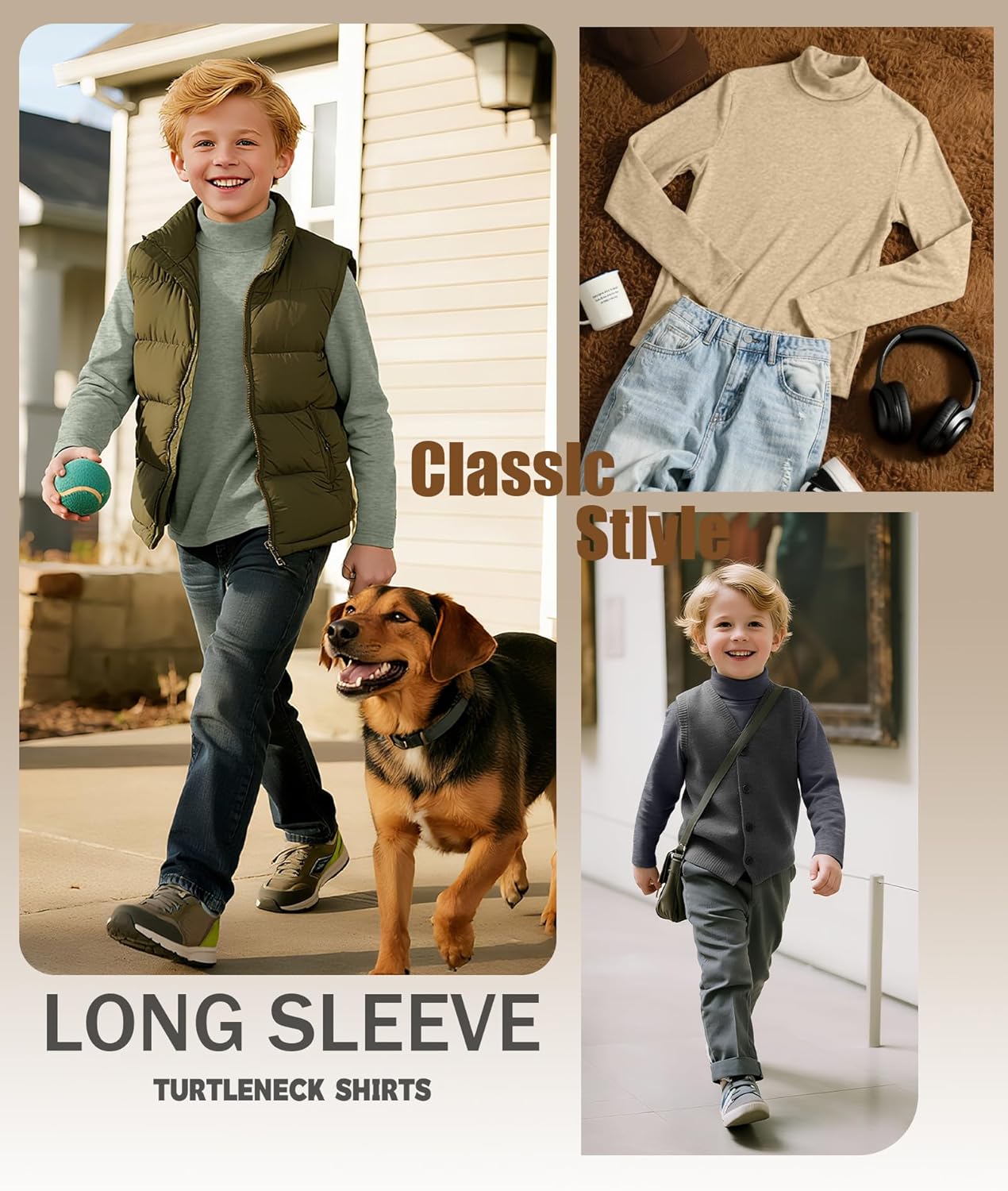 4 Pack Boys Turtleneck Long Sleeve Shirts Elastic Solid Warm Basic Football Baseball Undershirt Base Layering Tops - Image 4