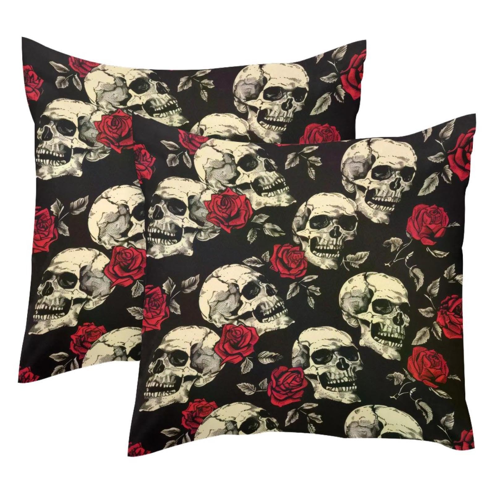 Housses de coussin crâne mort en velours doux 50x50 cm pour décorer votre canapé