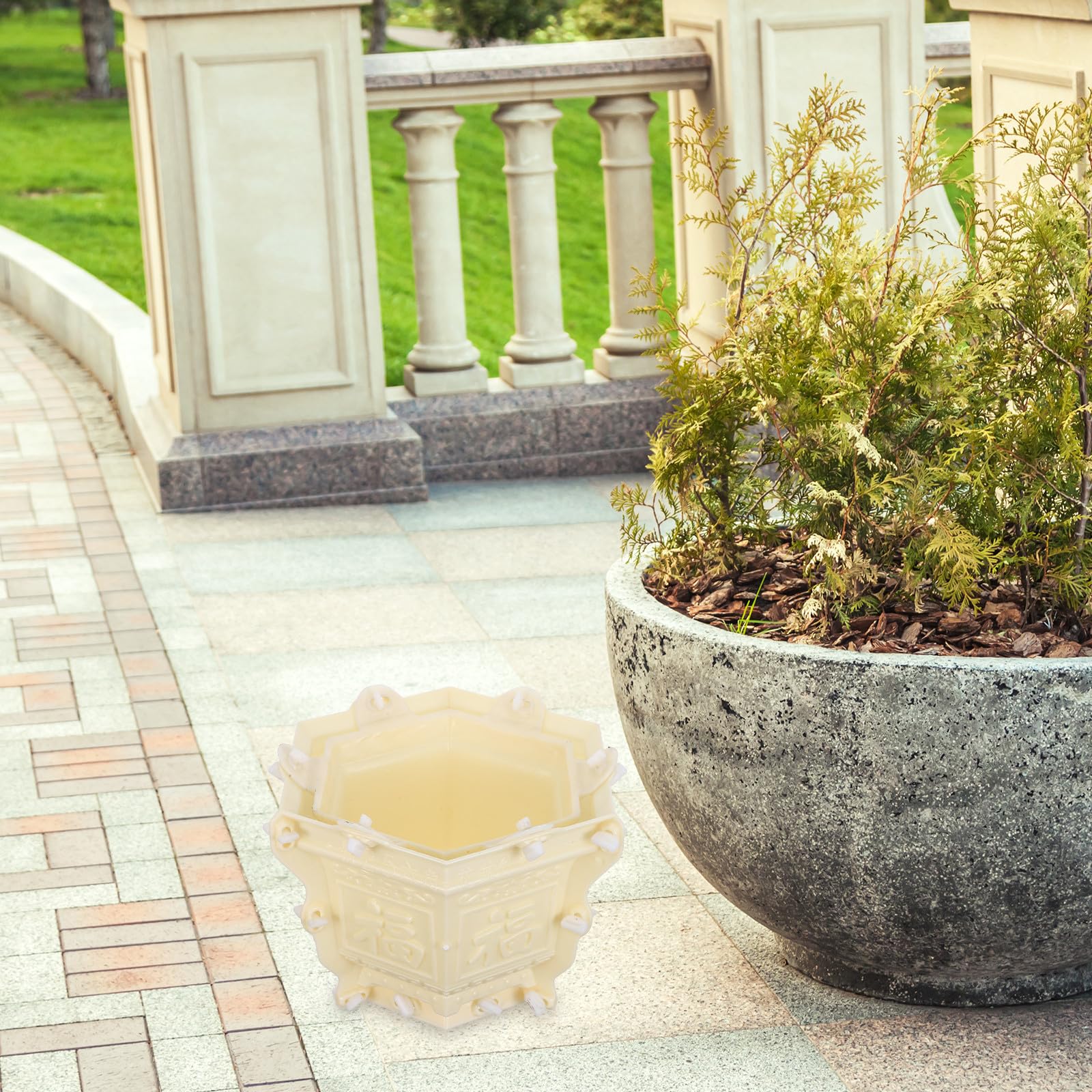 VANZACK Blumentopf Form aus Kunststoff Selbstgemacht Blumentopfform für Bastelarbeiten Beige Verschleißfest für Zement und Beton Blumentöpfe Sechseckige Form für Zufällige Zufällige Farbe
