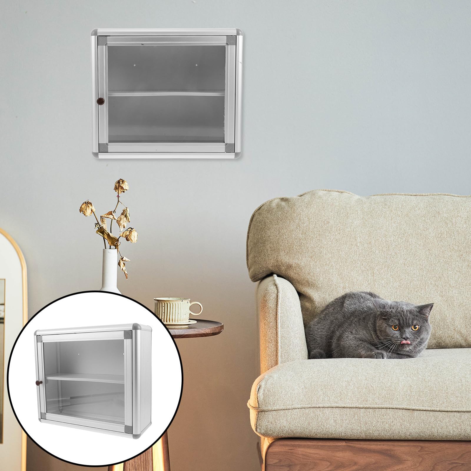 Botiquín de Pared Plata para Suministros Médicos Diseño Ahorrador de Espacio y Fácil Instalación, Organizador Adecuado para Baño y Hogar