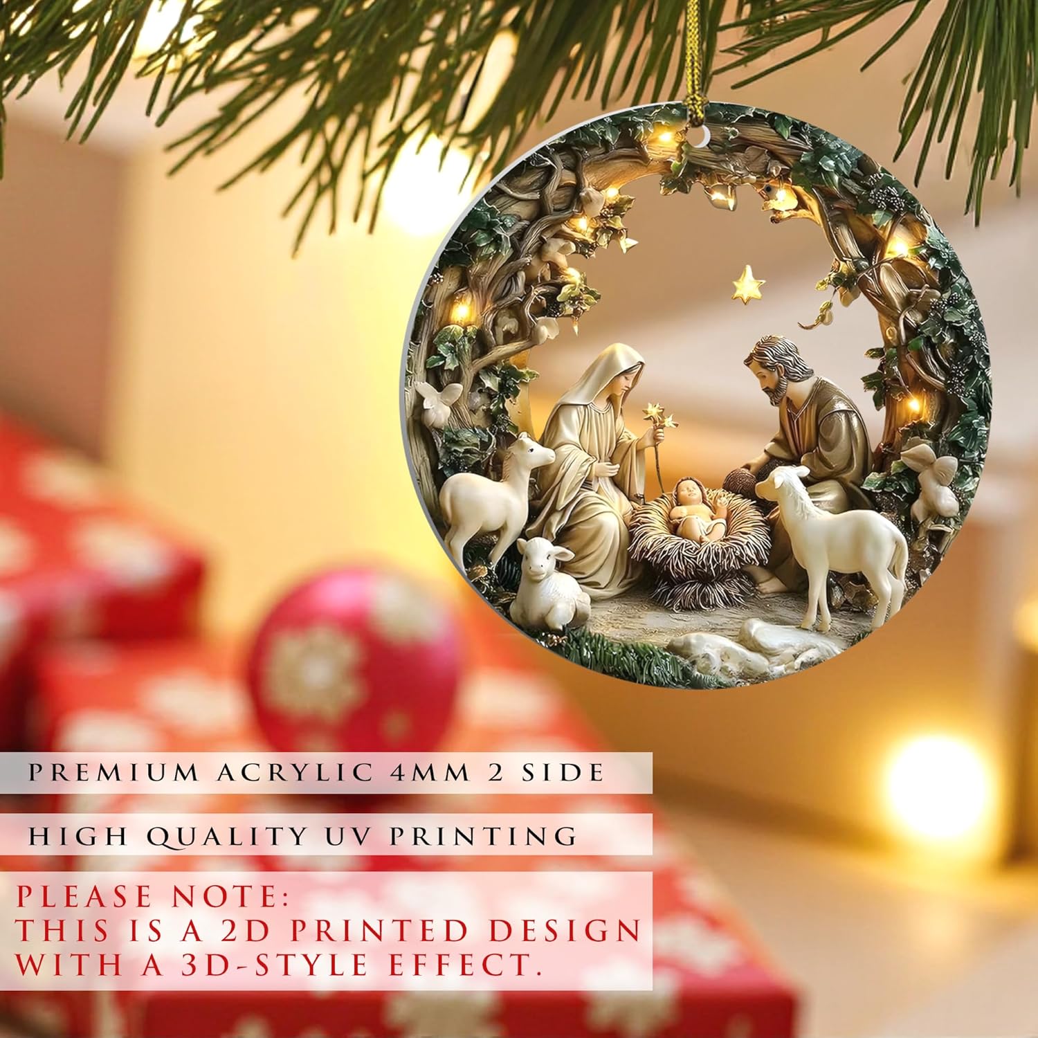 Christmas Nativity Star Ornament – Holy Family Manger Scene with Bethlehem Star – Christian Christmas Ornament for Tree, Birth of Jesus Décor, Religious Gift for Christian & Catholic Families - Image 4