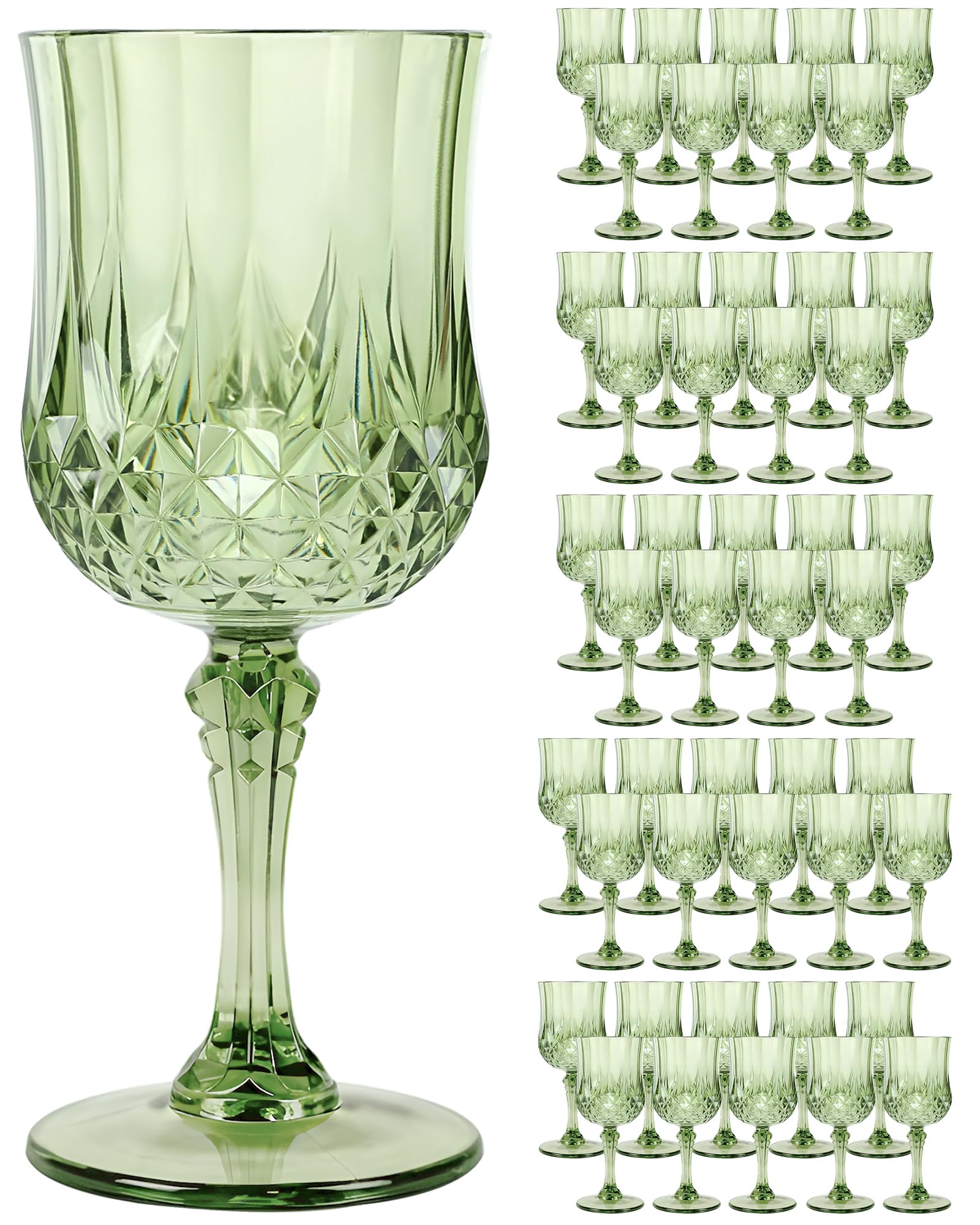 SDBALLBZ Plastic Wine Glasses Set, 7oz Vintage Goblets Shatterproof Unbreakable Reusable & Disposable, Drinking Glasses with Stem, for Wedding Outdoor