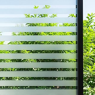 DIFIT Fensterfolie Blickdicht Streifen Sichtschutzfolie Fenster Milchglasfolie Glasfolie Statisch Haftend Fensterfolien Anti-UV Klebefolie für Küche, Zuhause und Büro (Breite Streifen, 60x200cm)