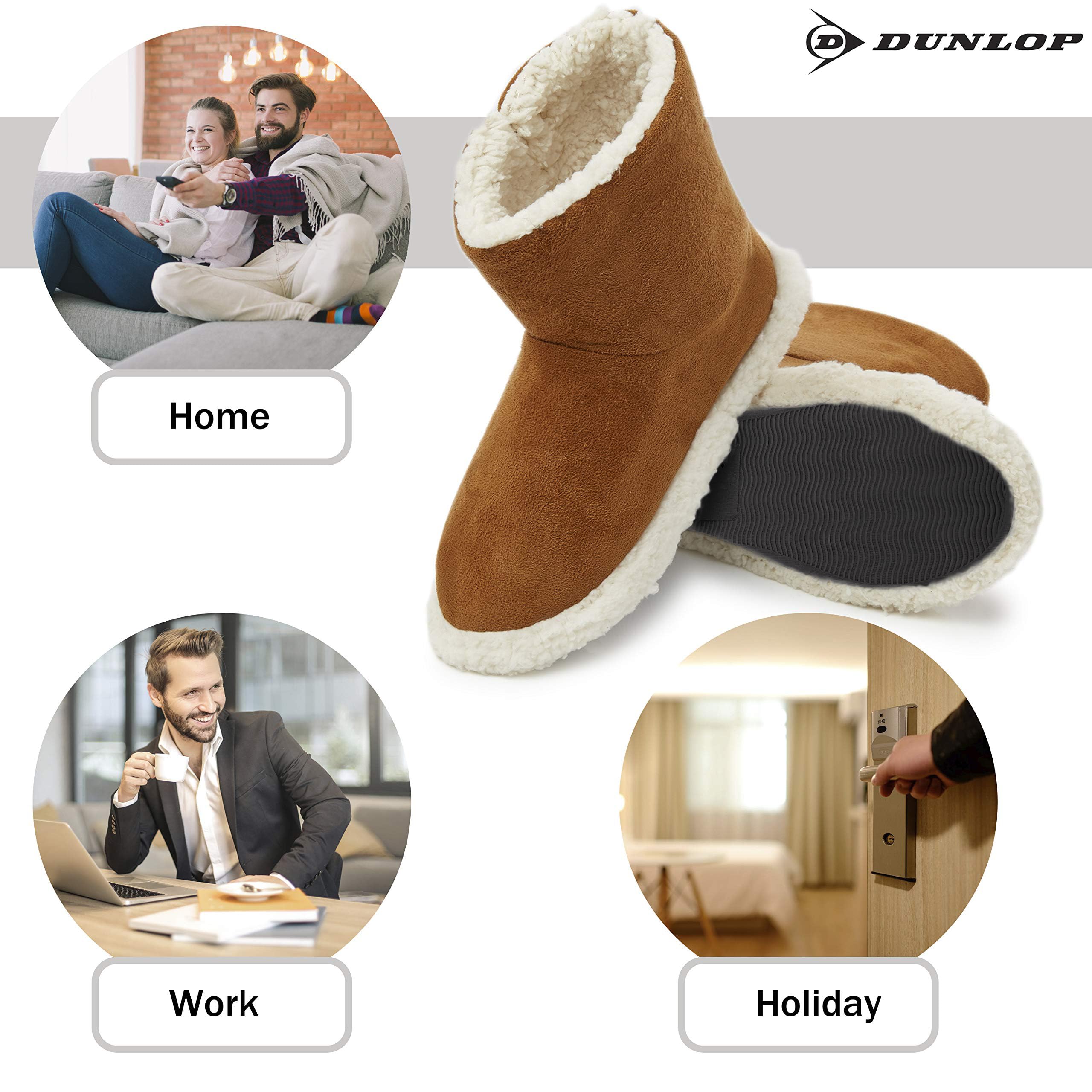 DUNLOP Pantofole Uomo a Stivaletto Invernali Peluche da Casa Ciabatte Memory Foam Antiscivolo 41-46