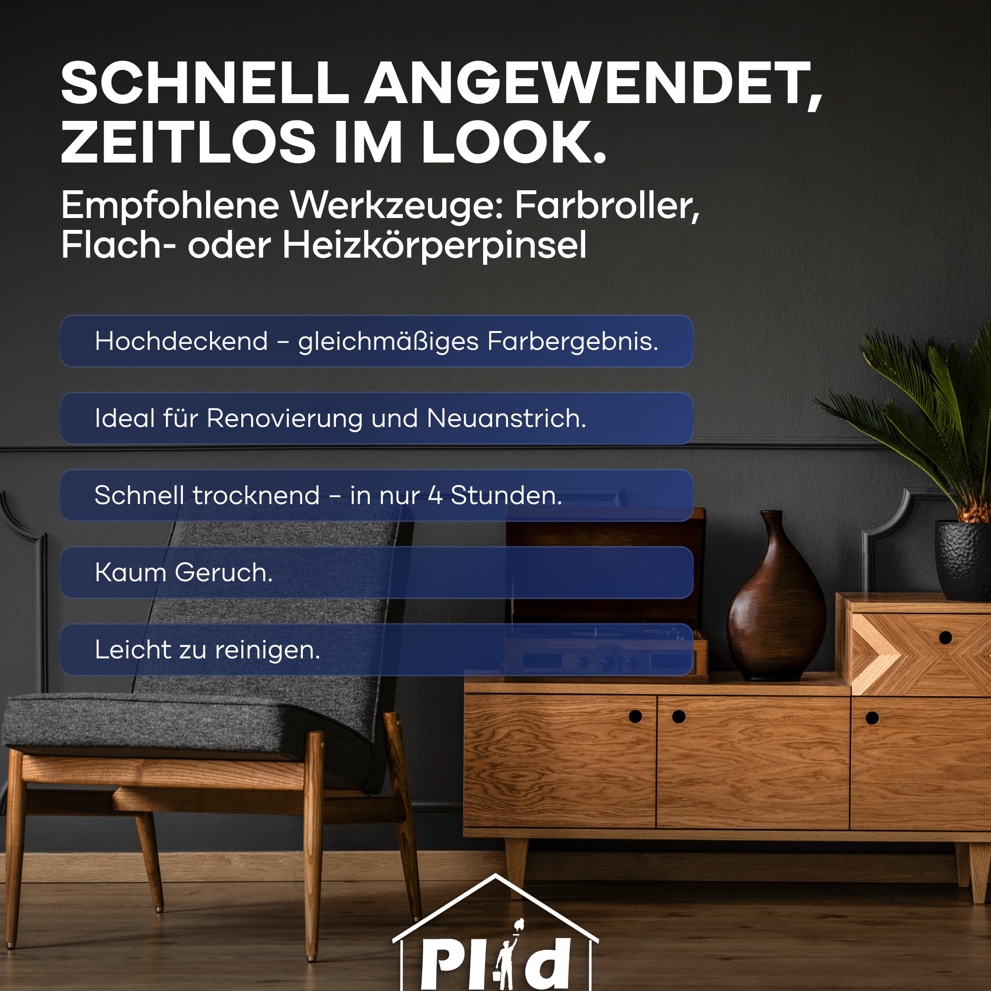 Plid® Farba ścienna beżowa 2,5 l [wysoka siła krycia] kolorowa farba ścienna - matowa farba wewnętrzna - beżowa farba ścienna - na ok. 15-18 m² w profesjonalnej jakości - farba wewnętrzna przyjemność