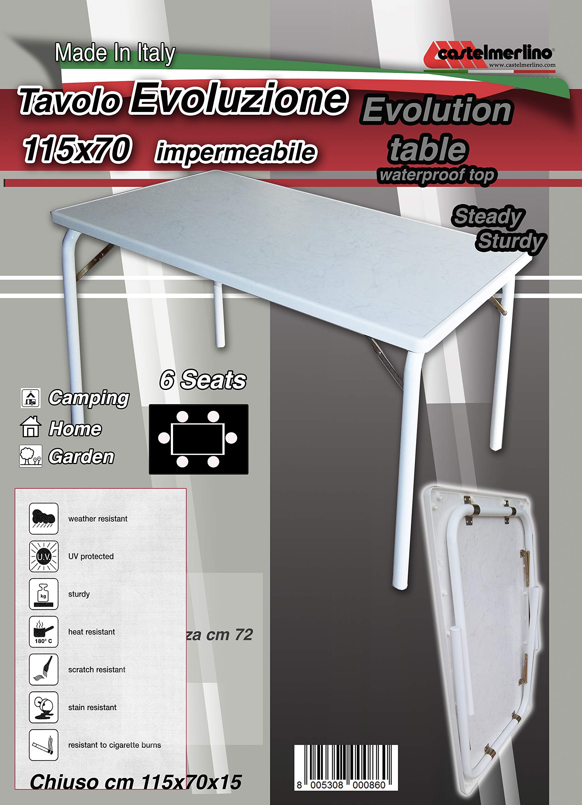 CASTELMERLINO 86 Table Pliante en contreplaqué Marin 90 x 70 cm