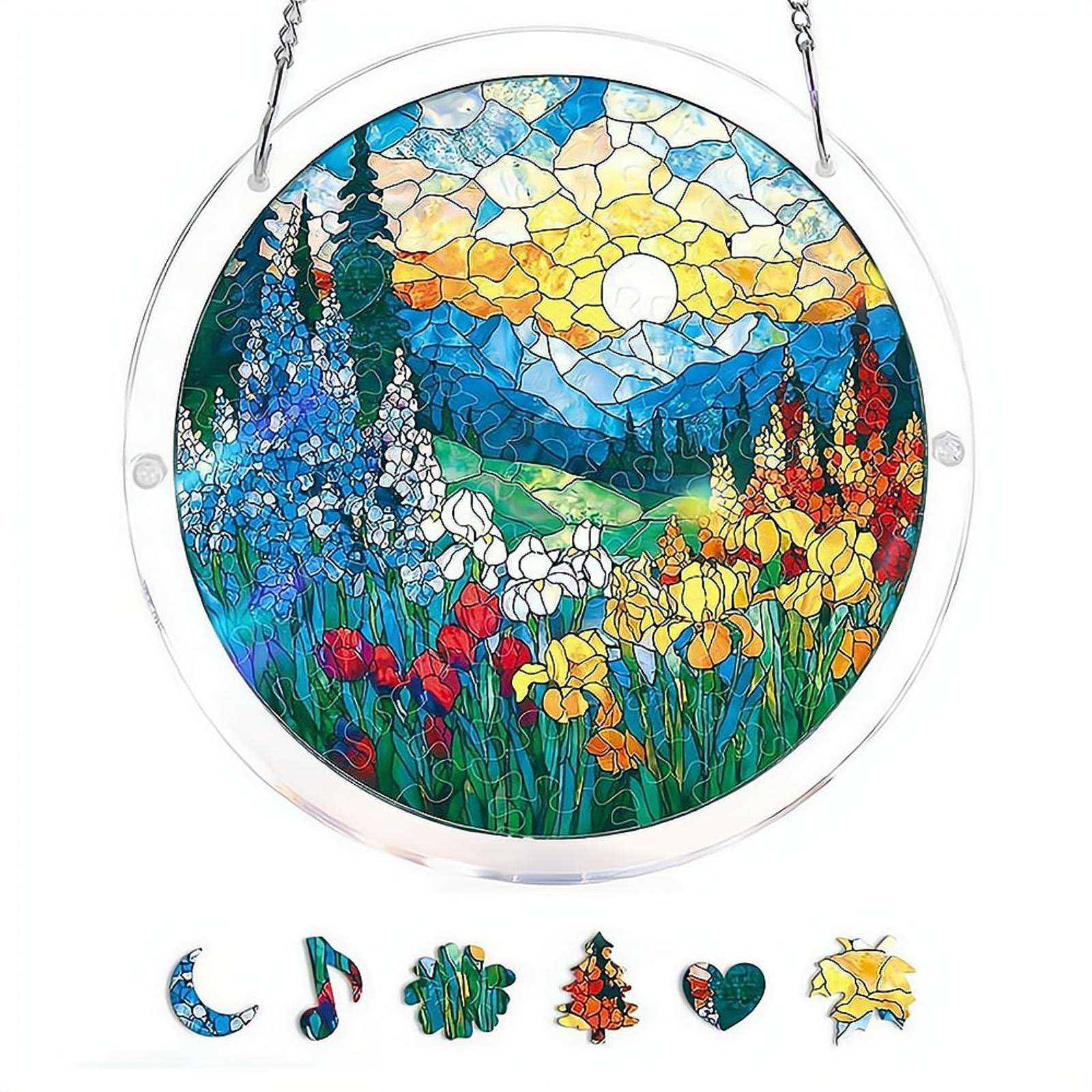 Acrylic Puzzles Suncatcher Window Hanging,83Pcs Sun Catcher Acrylic Puzzles Garden Decoration,Sun Catcher Stained Glass AcrylicPuzzle Decoration,for Women Men Birthday Mother's/Father's DayGift — view 26