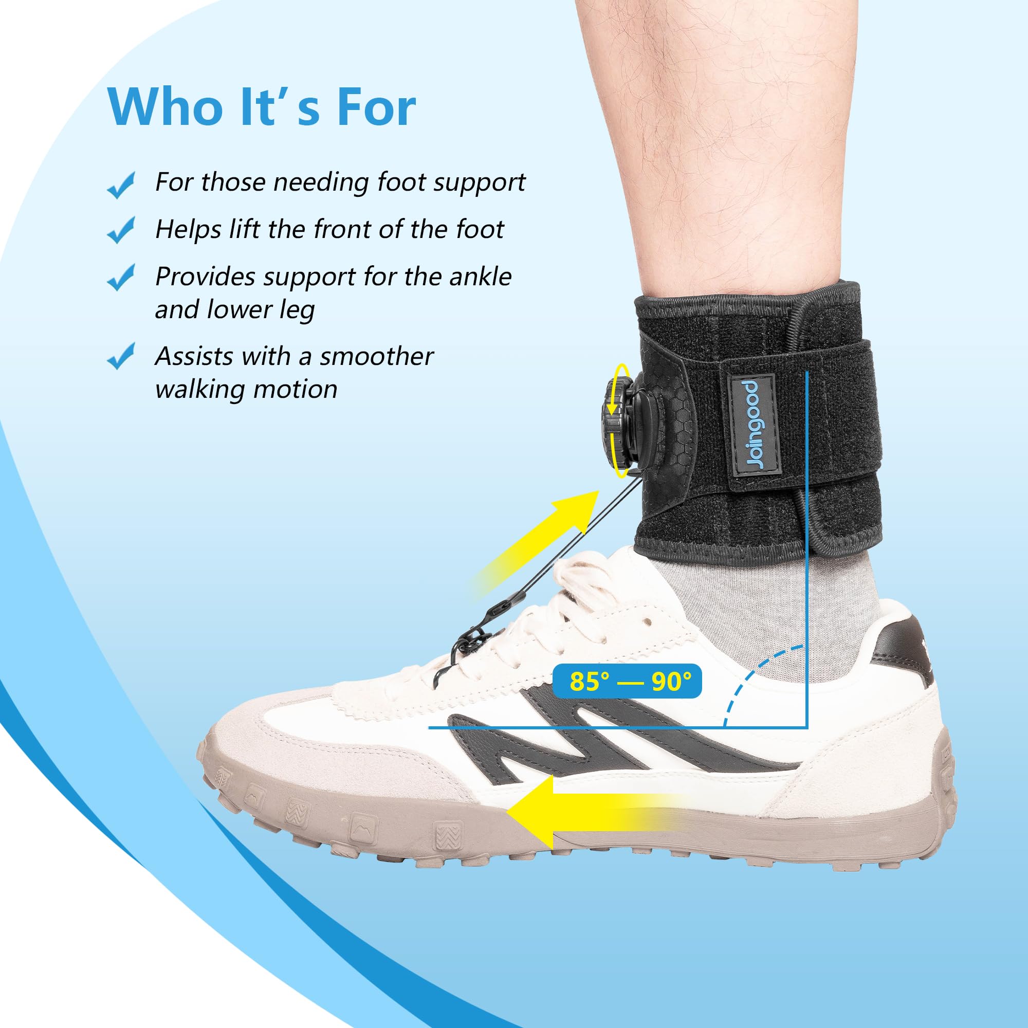 Supporto regolabile per sollevamento del piede con quadrante facile da girare, gancio largo e clip per scarpe per camminare stabilmente, comodo aiuto quotidiano per uomini e donne, L/XL
