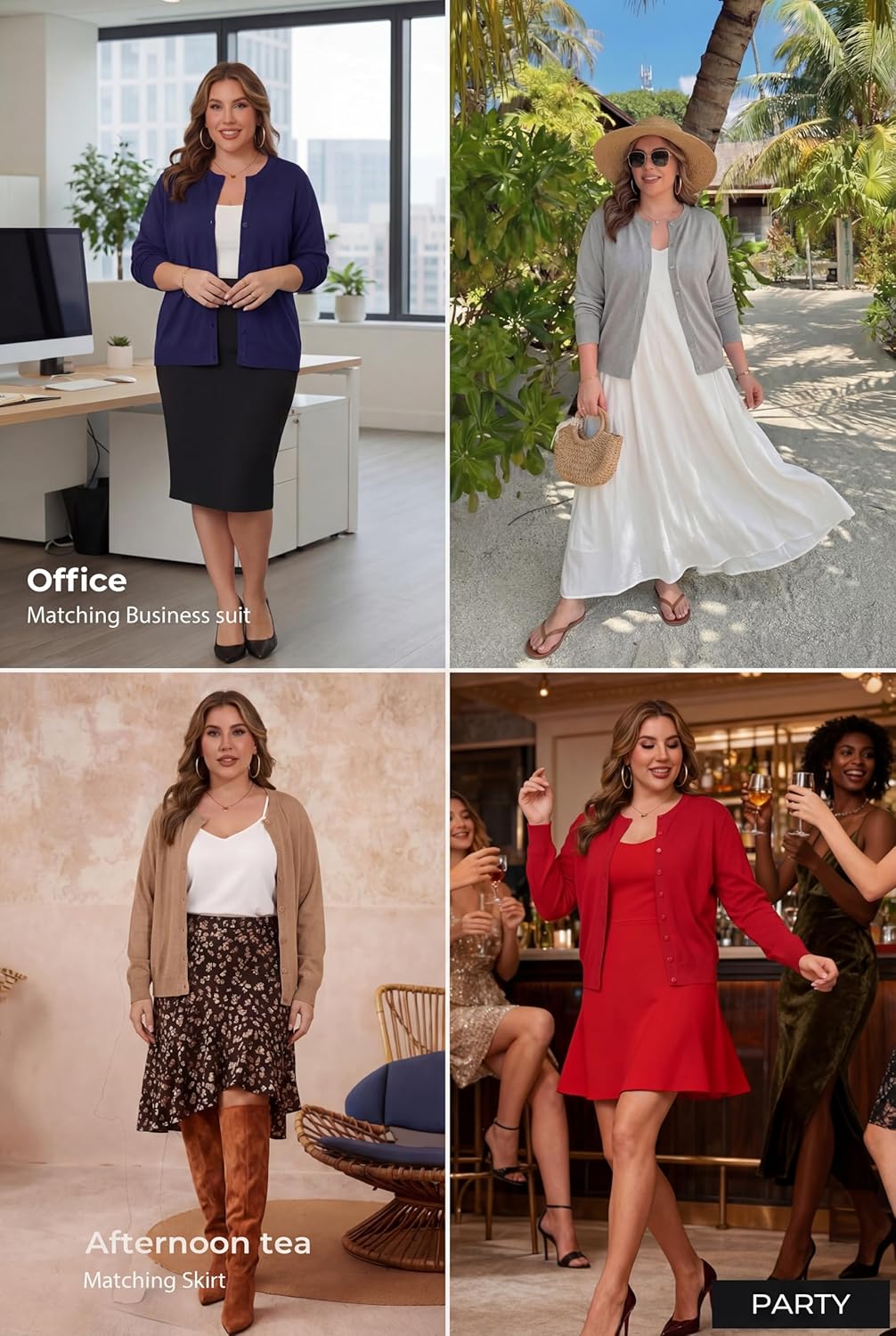 OLRIK Womens Plus Size Long Sleeve Lightweight Cardigan Summer Classic Knit Crewneck Sweaters Button Down Cardigans - Image 2