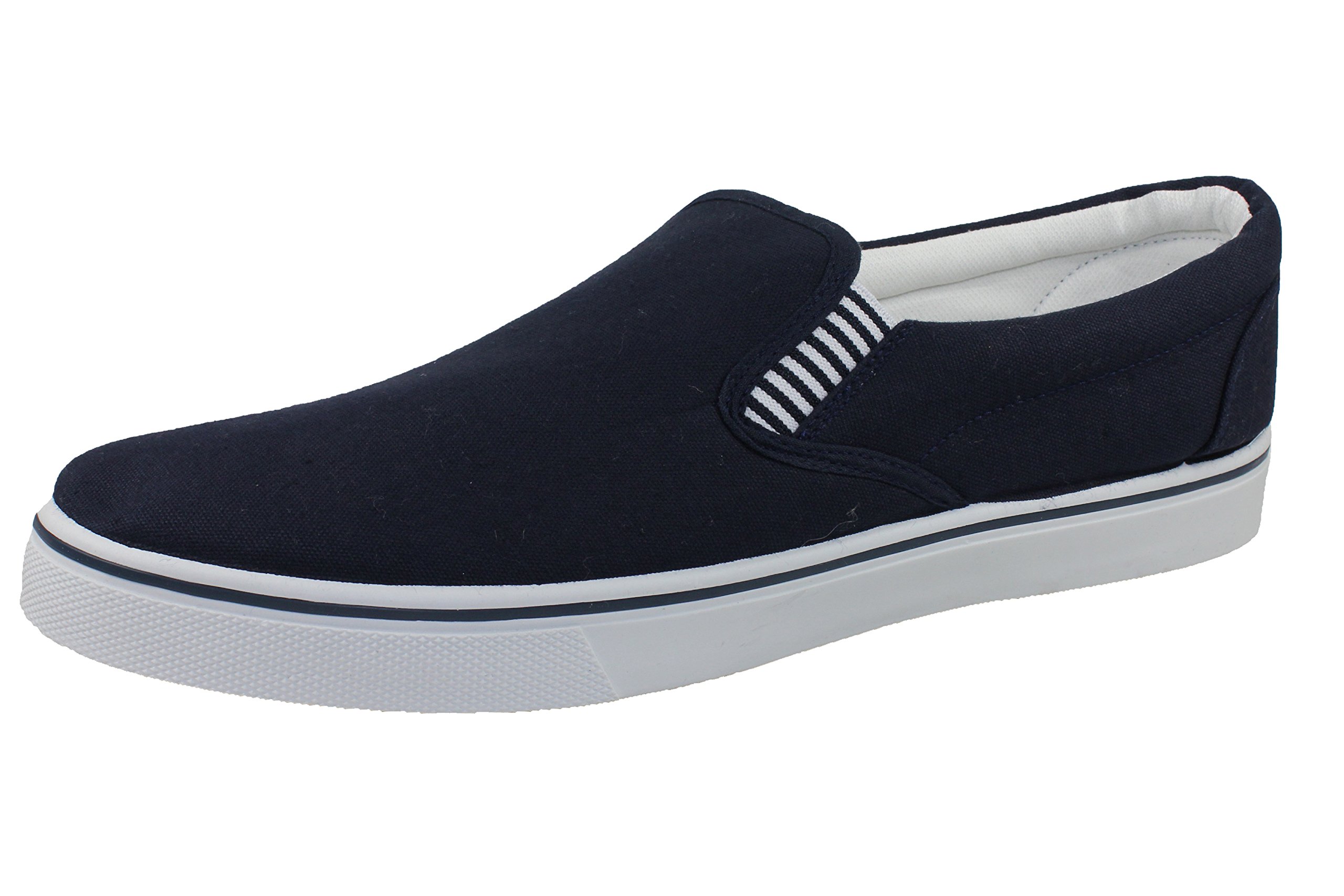Mens Boys Canvas Yachting Shoe Navy Blue Slip-On Deck Pumps Size 3-13 (43)
