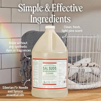 Dr. Bronners Pure-Castile Magic Soap Variety Pack & Sal Suds Biodegradable Cleaner Liquid Body Soap, All-Purpose Cleaner, Vegan, Cruelty-Free, Non-GMO, Peppermint Pure-Castile Liquid 32 oz & Sal Suds