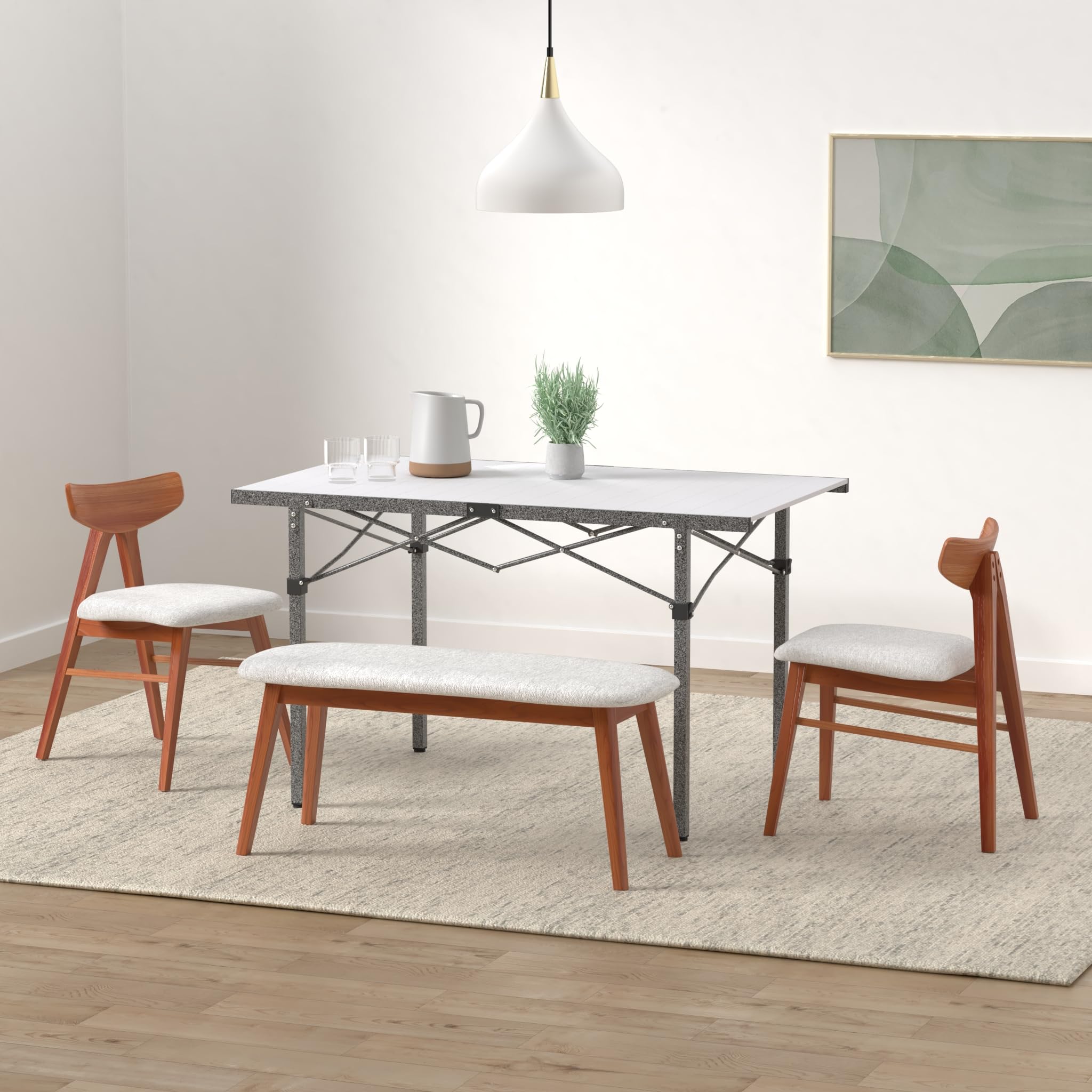 KingCamp KC2133_Black/Silver-USVC1 Portable Stable Table for Outdoor Picnic, Camping, Barbecue and Backyard Party, 4-6 Person, 53.5