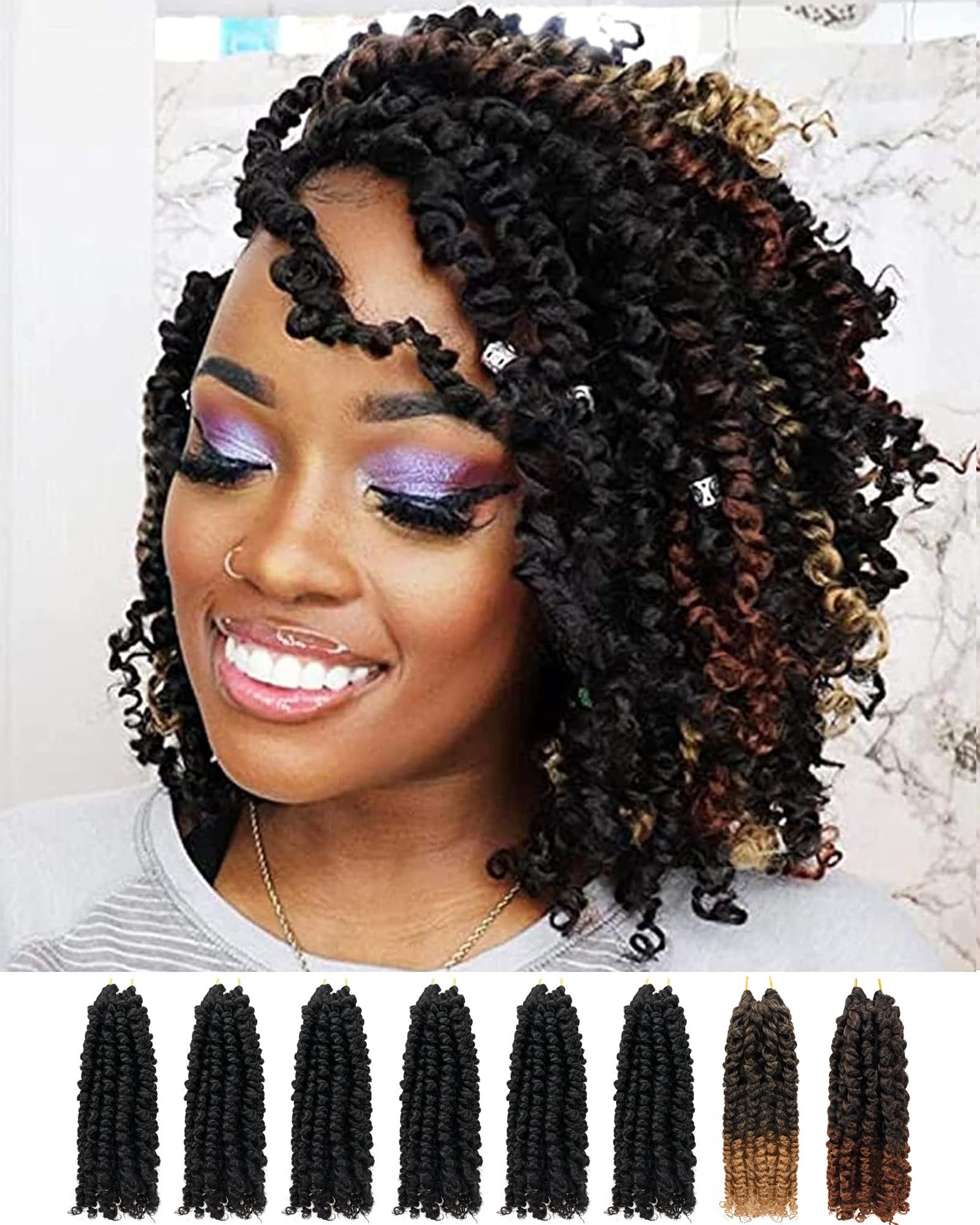 クリサワブラン　2021 2022 2023 セット Amazon.com : 8 Inch 8 Packs Passion Twist Crochet Hair Pre looped