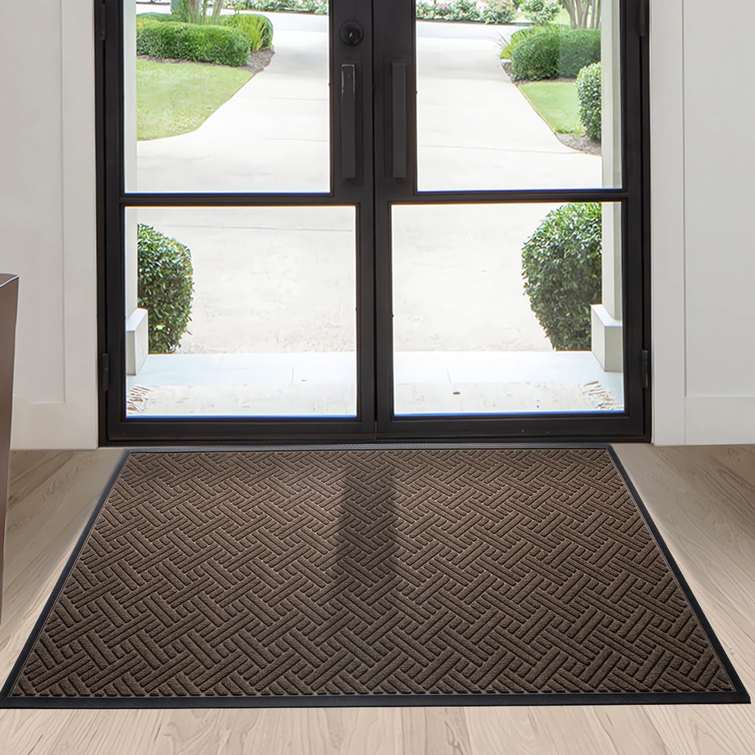 Front Door Mat Indoor Outdoor Entrance, Welcome Mat for Entryway, Stain and Fade Resistant, Heavy Duty Absorbent Door Mat, Non Slip Door Mats Outdoor, Entry Doormat, 47x32 Inch, Brown