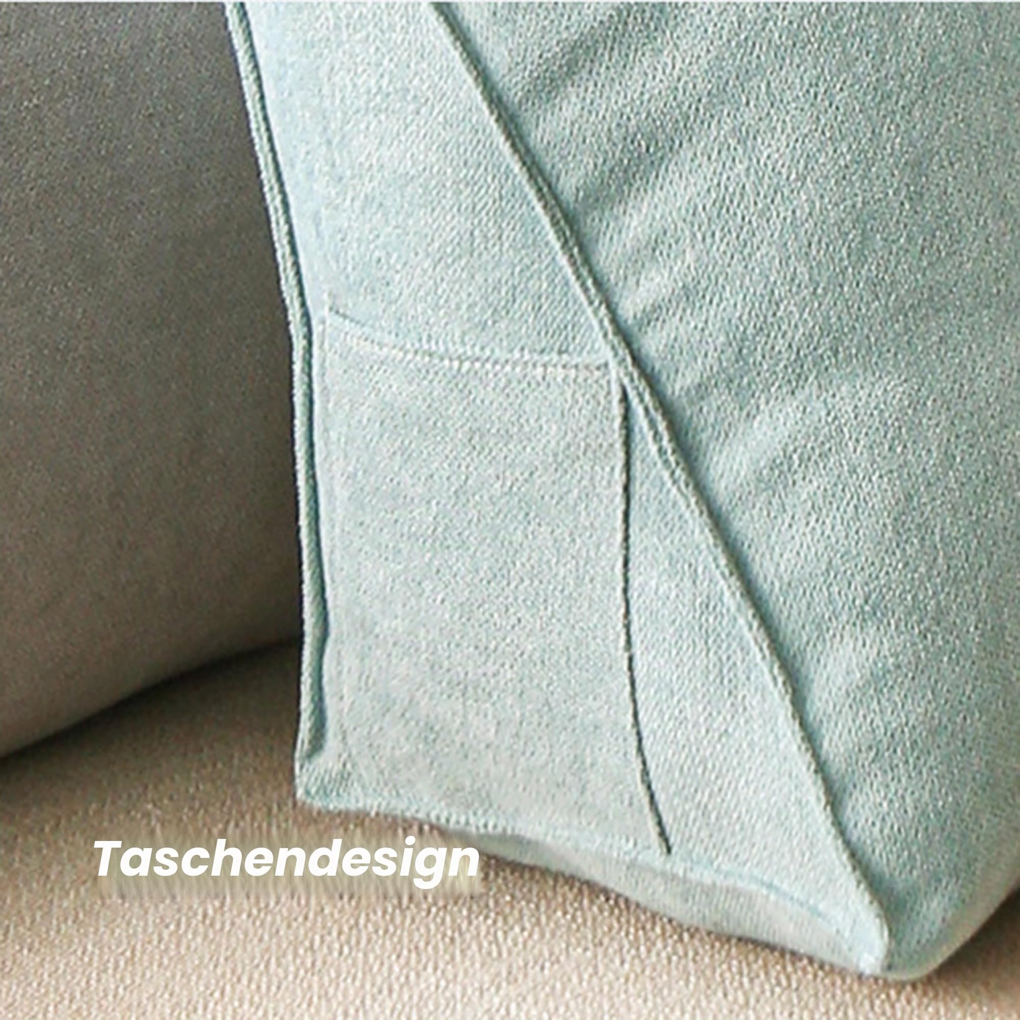 Großes Keil-Lesekissen, Kopfteilkissen, dreieckiges Rückenkissen, Lendenwirbel-/Rückenstützkissen mit abnehmbarem Bezug für Tagesbett, Sofa, Tatami Home, 90 x 35 x 20 cm, Grau