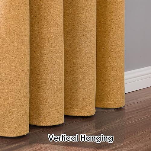 Miniatura 5 de Melodieux Cortinas 100% opacas para dormitorio, aislamiento térmico, reducción de ruido, cortinas de ventana de lino con ojales para sala de estar y