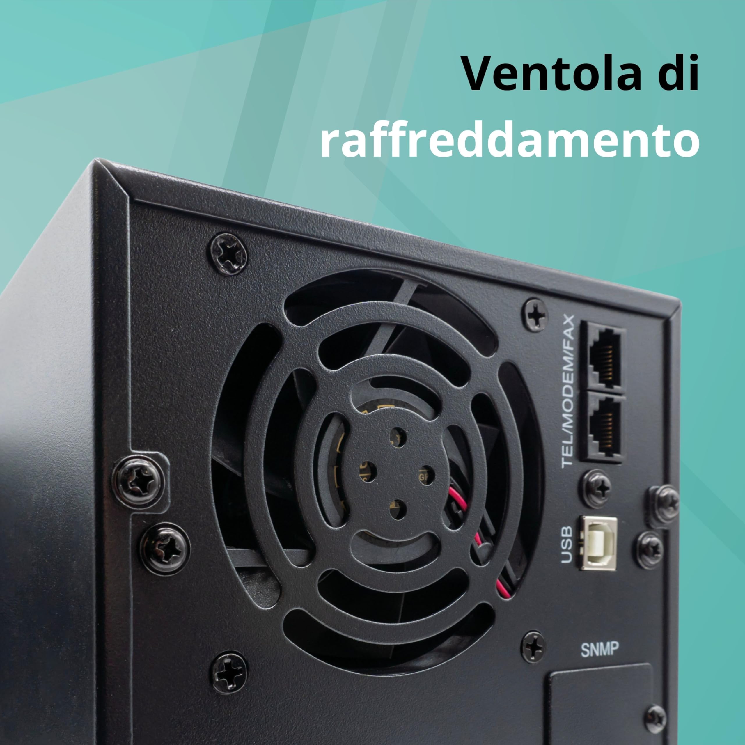 UPS line interactive 3000VA/2400W onda sinusoidale pura AVR 4 batterie 12V/9Ah 3 uscite IEC gruppo continuità per PC