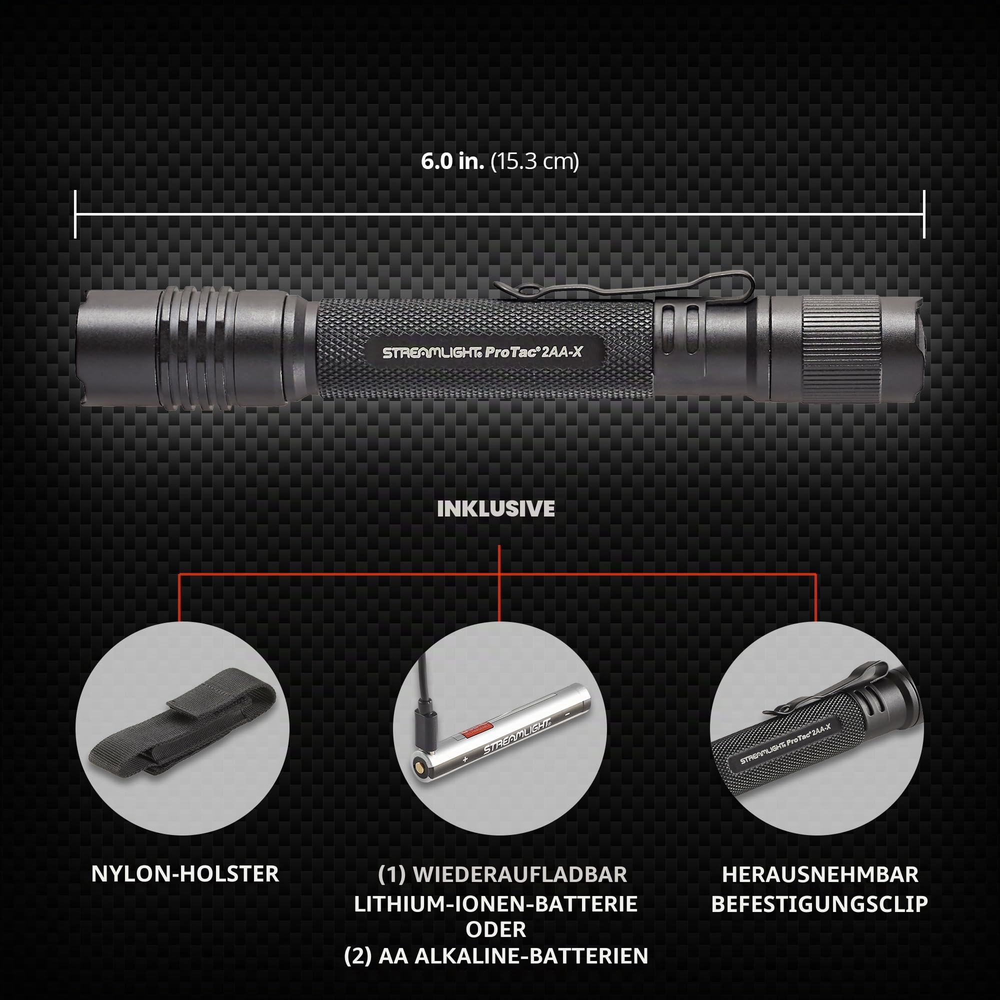 Streamlight 88033 ProTac 2AA 250-Lumen Taktische Taschenlampe, Kompakt, Schwarz