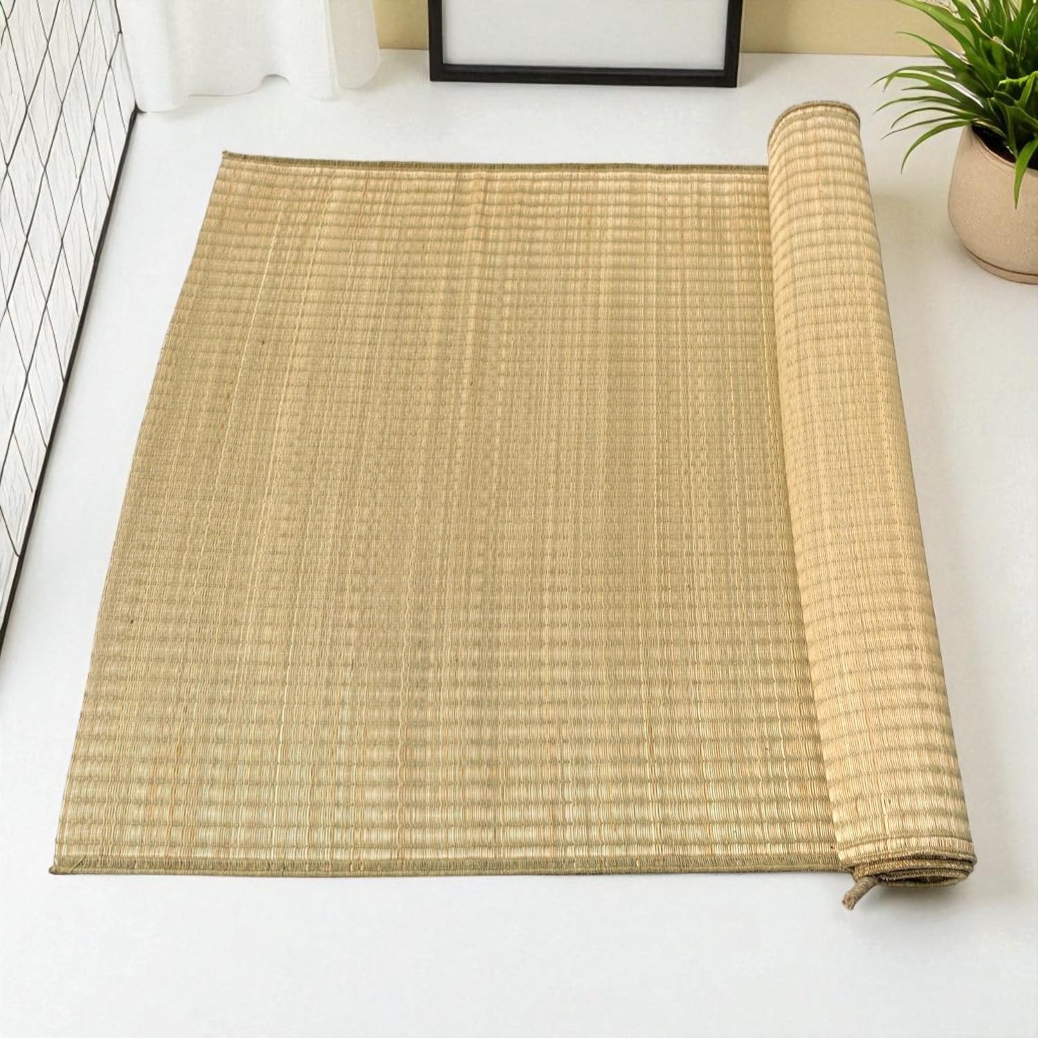 MAMAJI Kusha Grass Mat for Sleeping | Natural Madurkathi Chatai | Eco-Friendly Korai Pai | Handcrafted Grass Floor Mat for Pooja & Meditation (72 * 42 Inch)