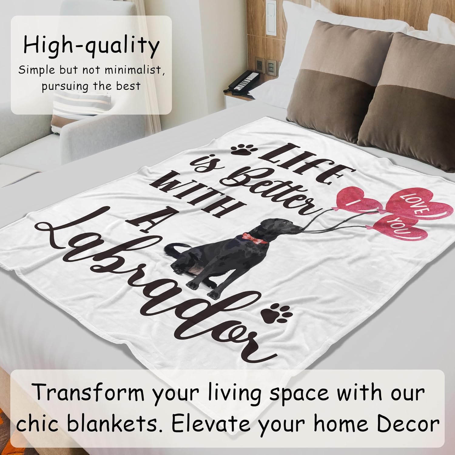 HIWX Labrador Retriever Dog Blanket, Labrador Retriever Gifts for Women, Black Labrador Retriever Gifts, Dog Owner Gifts, Life is Better with a Labrador Dog Throw Blankets, 50x60 Inches - Image 4