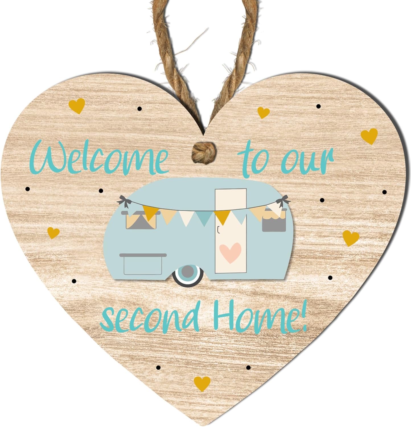 Bienvenue dans notre deuxième panneau de cœur de maison – Charmant panneau de caravane en bois pour une décoration d&rsquo;intérieur personnalisée, parfait pour les amateurs de caravanes, cadeaux pour