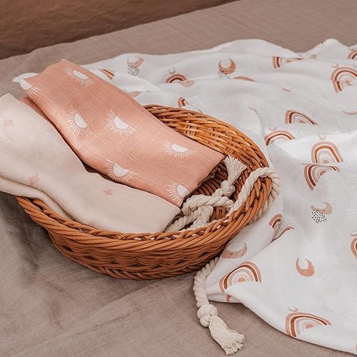 Miniatura 23 de GLLQUEN BABY Manta receptora de muselina de algodón para niño, manta para envolver a recién nacidos, transpirable y suave, mantas para bebé, doble