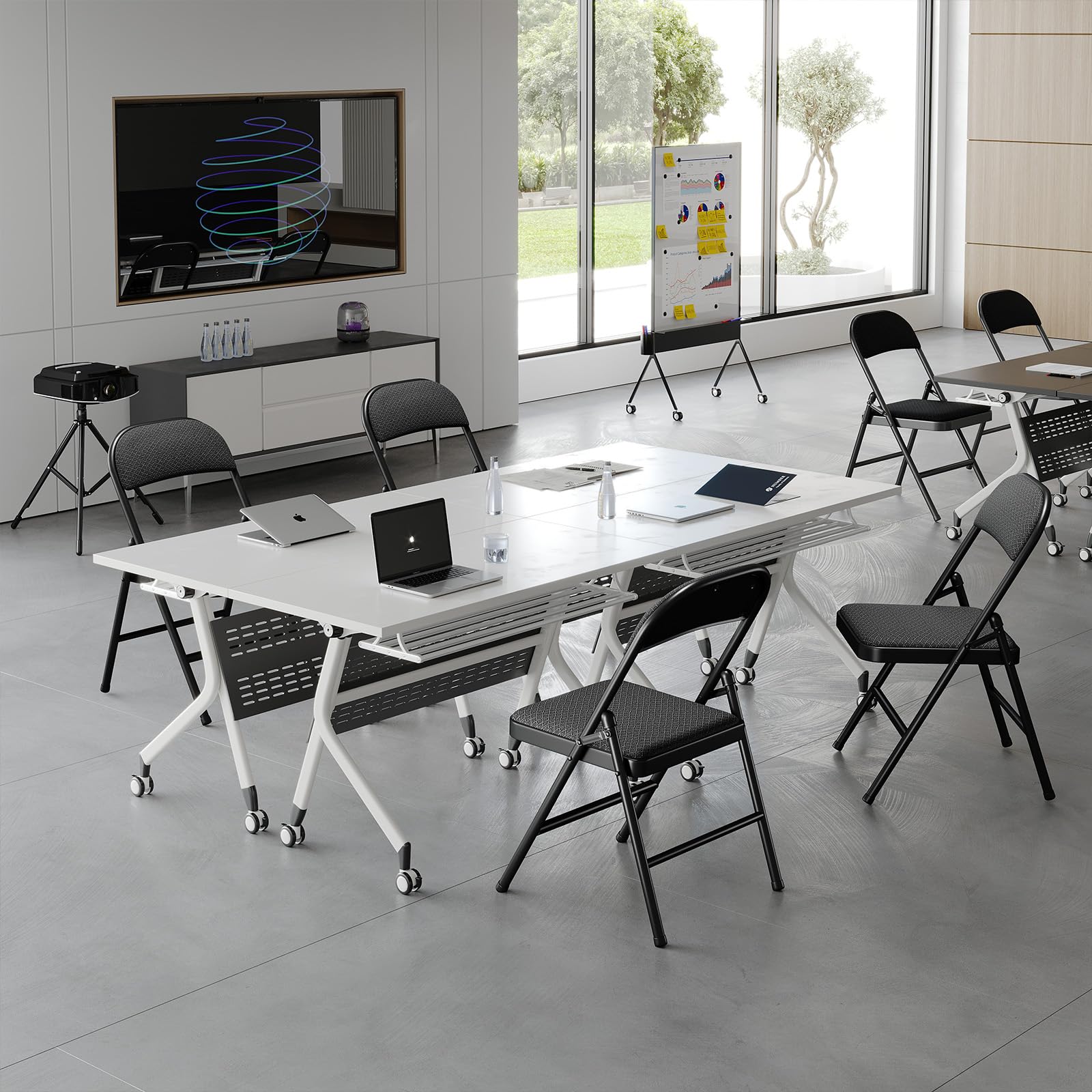 Sedie Pieghevoli set da 6, Sedia Pieghevole in Tessuto con Telaio in Acciaio Rinforzato, Sedia Pieghevole Comoda per Cucina, Sala da Pranzo, Campeggio, Balcone e Giardino, Sedie Impilabili Nero