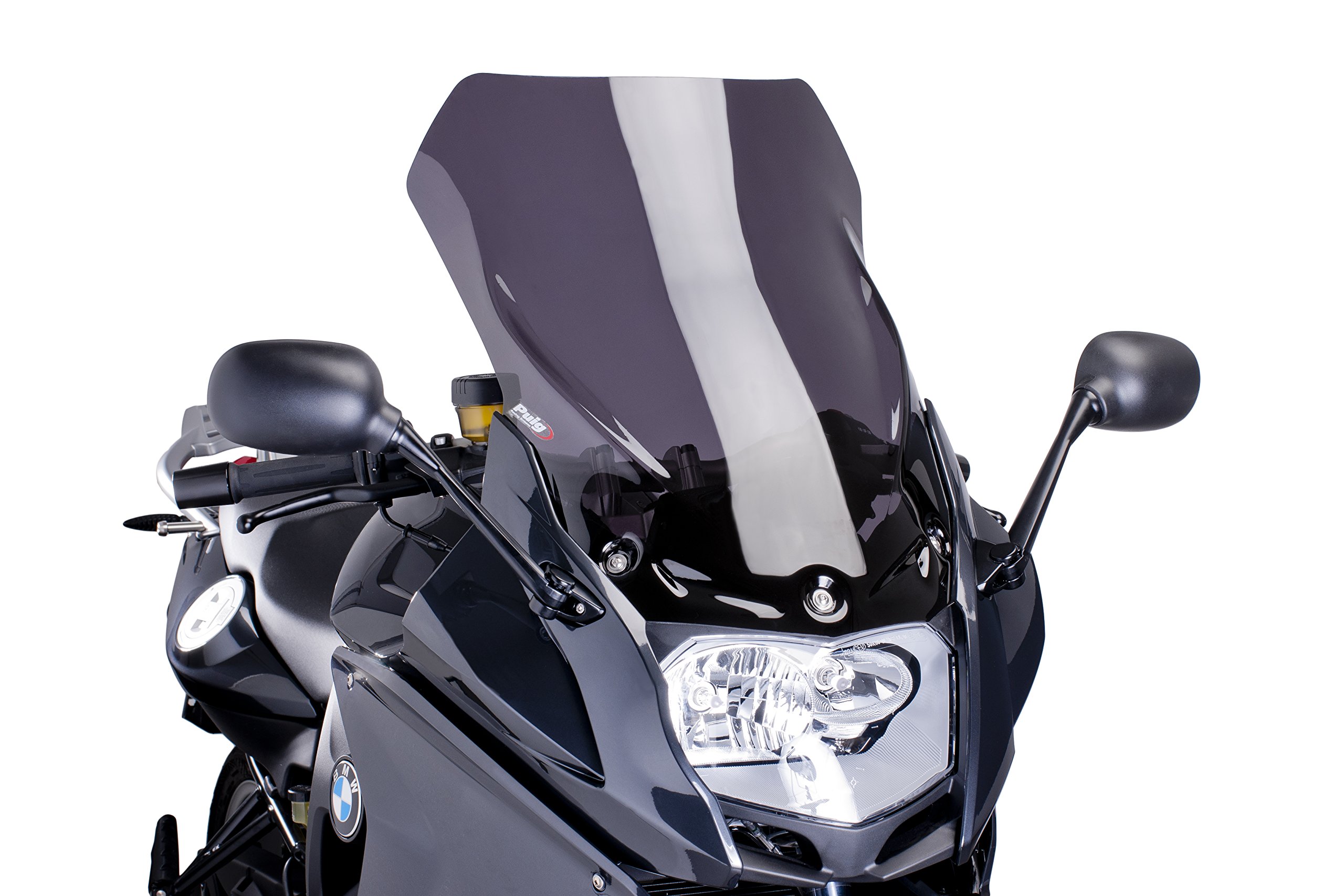 Puig 6485F High and aerodynamic Touring windscreen in 4 mm CN acrylic with rounded profile, flat upper area and deflectors that improve protection, Dark Smoke