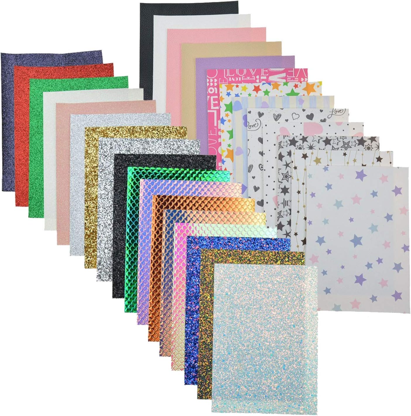30 Pieces 5 Style Faux Leather Sheet for Making Earrings, Bow Tie, and DIY Sewing Craft(5.9" x 8.3")
