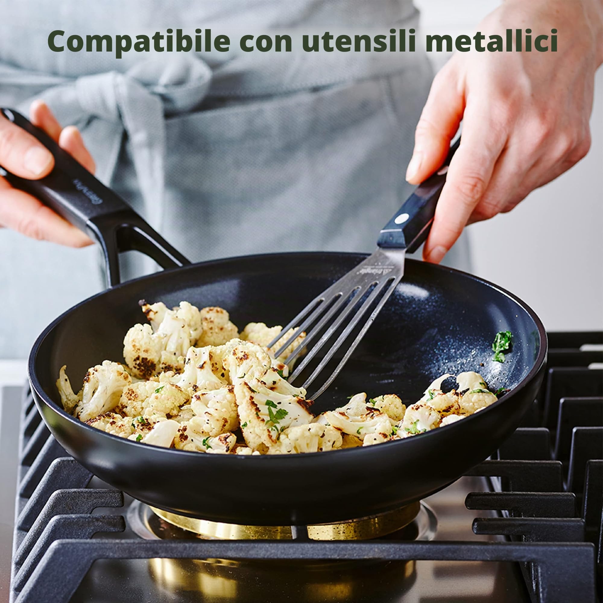 GreenPan SmartShape Padella Wok in Ceramica Sana Antiaderente da 28 cm, Senza PFAS, Adatto all'Induzione, Sicuro al Forno, Lavabile in Lavastoviglie, Nero
