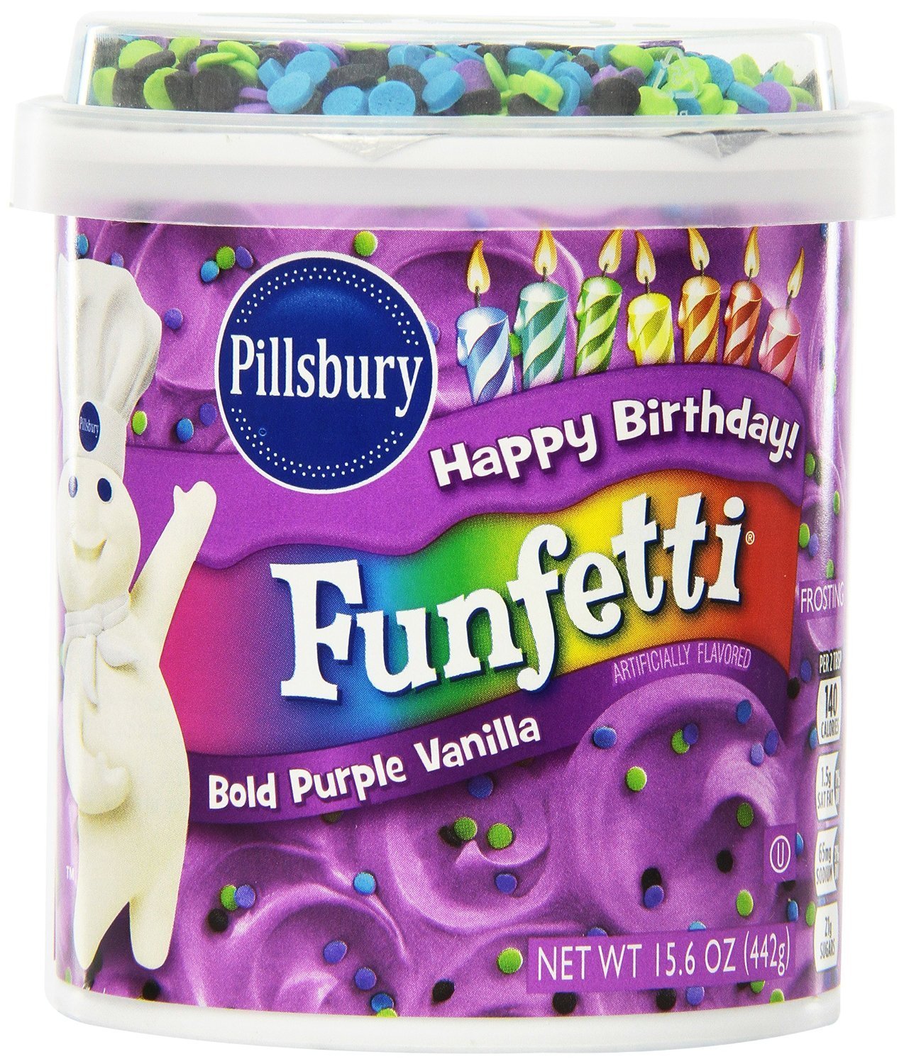 Pillsbury Funfetti Bold Purple Vanilla Frosting (Pack of 2) 15.6 oz Tubs by Pillsbury