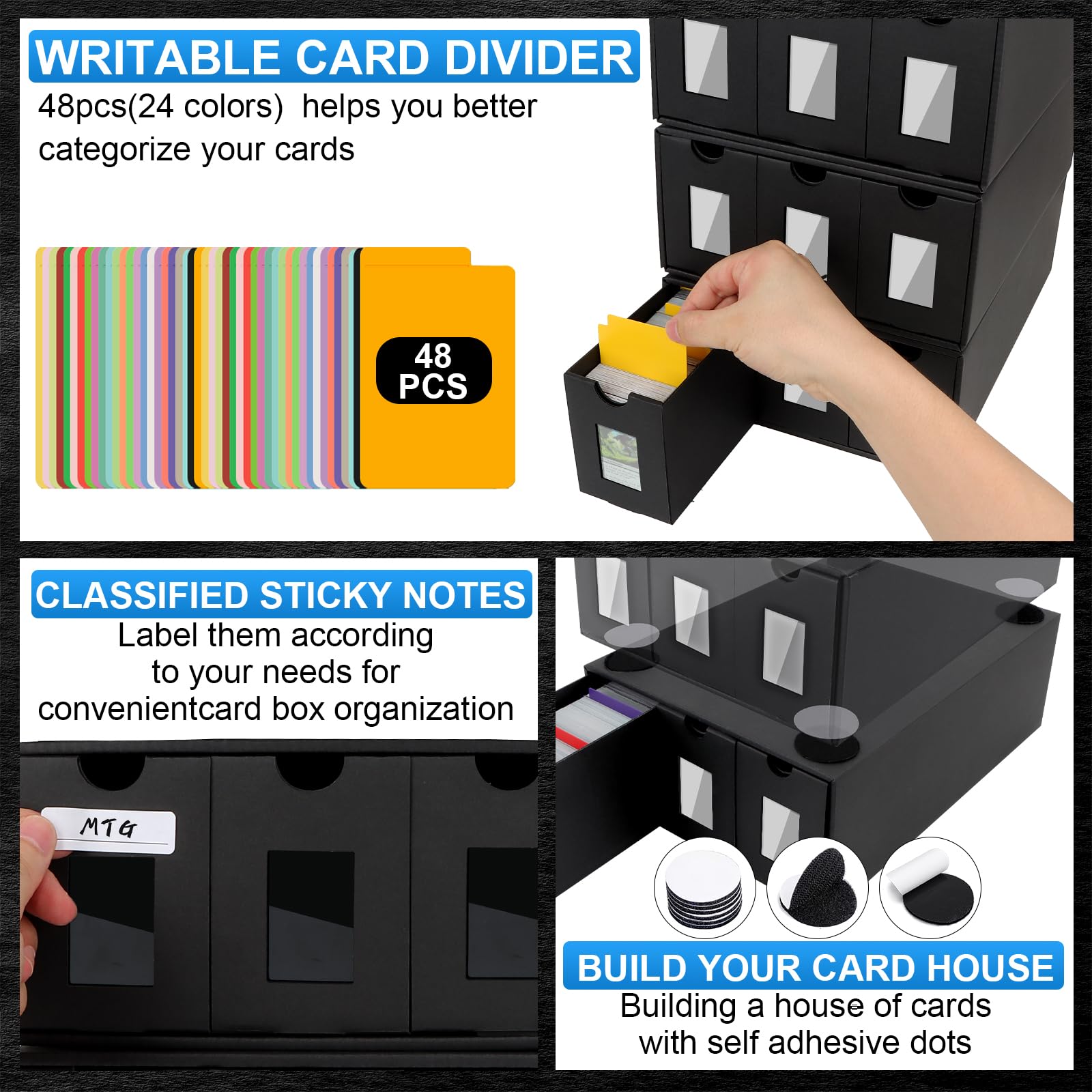 18 000+ Boîte de Rangement pour Cartes à Collectionner, Boîte à Cartes pour Cartes MTG Commander, MTG Deck Box avec 48 Séparateurs, Boîte à Cartes pour Cartes TCG, PTCG, MTG, Sports