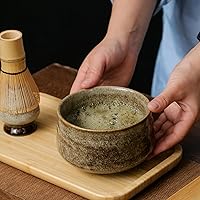 Vista 5 de Juego de té matcha japonés (7 piezas), juego de batidor de matcha, batidor y tazón, soporte para batidor, cuchara matcha, el kit perfecto para hacer