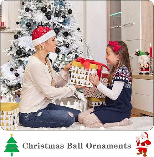 Miniatura 5 de Paquete de 52 adornos negros inastillables para árbol de Navidad y estrella para decoración navideña