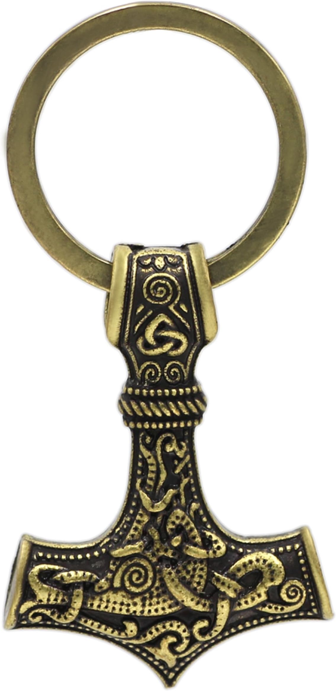 Viking Thor`s Hammer Pendant Key rings Key chains Antique Bronze Metal Scandinavian Odin Wolf Knot Raven Mjolnir Norse Celtic Nordic Rune Talisman Saxon