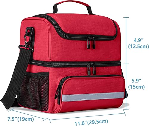 Miniatura 5 de CURMIO Bolsa de almacenamiento de medicamentos de doble capa, bolsa organizadora de botellas de píldoras con divisores internos, bolsa de viaje para