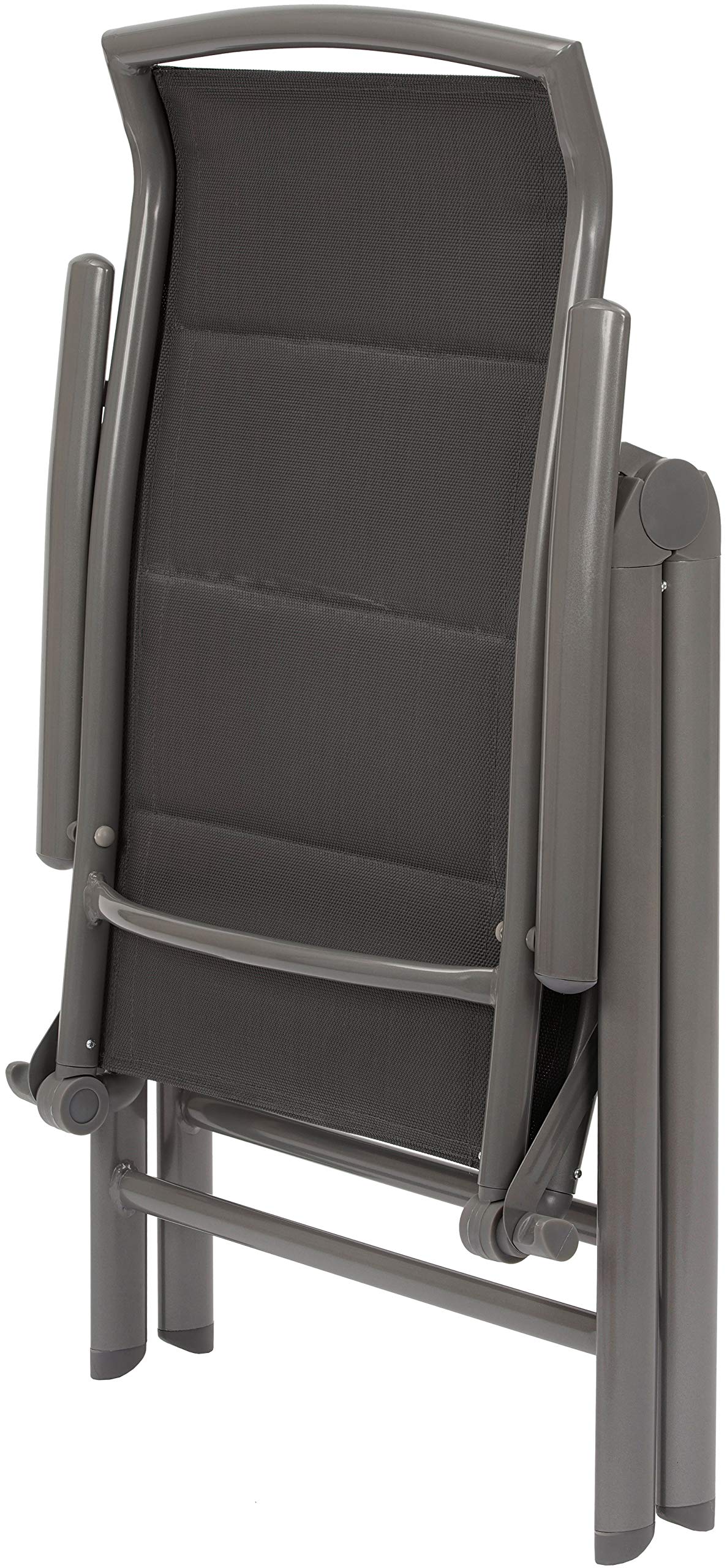 BRUBAKER Set de 2 Sillas de Jardín Milano - Respaldo Alto Plegable | Respaldo Regulable en 8 Posiciones - Sillas Plegables Aluminio - Resistentes a la Intemperie - Gris Plateado