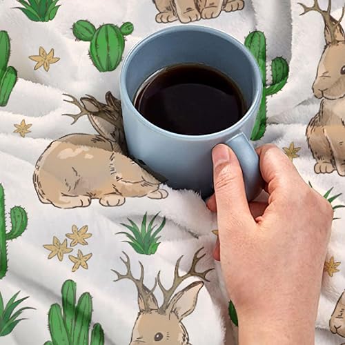 Miniatura 6 de Jackalope - Mantas de regalo de Jackalopes, edredones suaves y ligeros de felpa con estampado de cactus con estampado de cactus para dormitorio,