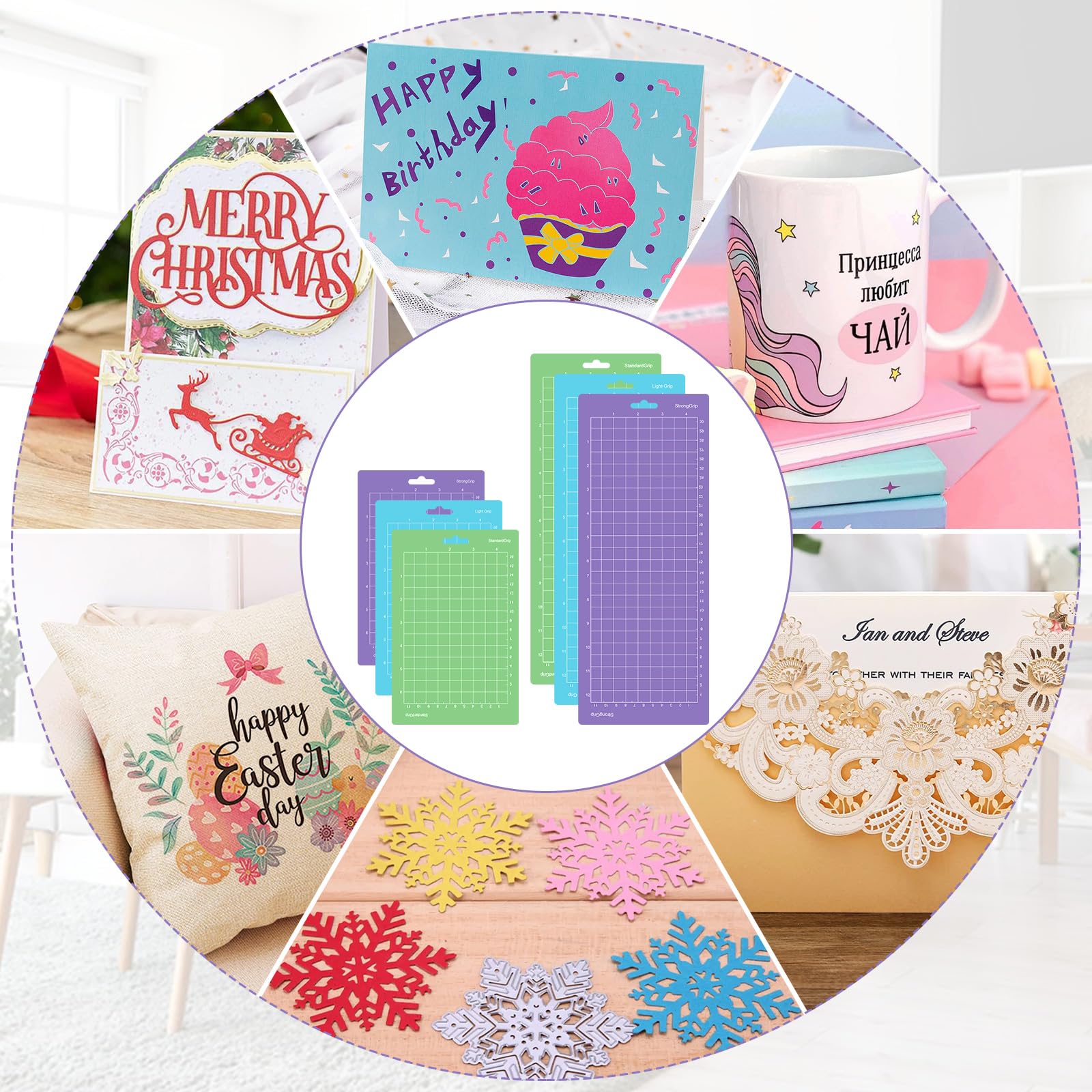 6 Pezzi Tappetino Cri-cut Joy, Tappetino da Taglio per Cri-cut Joy Accessori 4,5" x 12" 4,5" x 6,5", 3 Diversi: Standardgrip/Lightgrip/Stronggrip, Tappetino Accessori di Ricambio per Cri-cut Joy