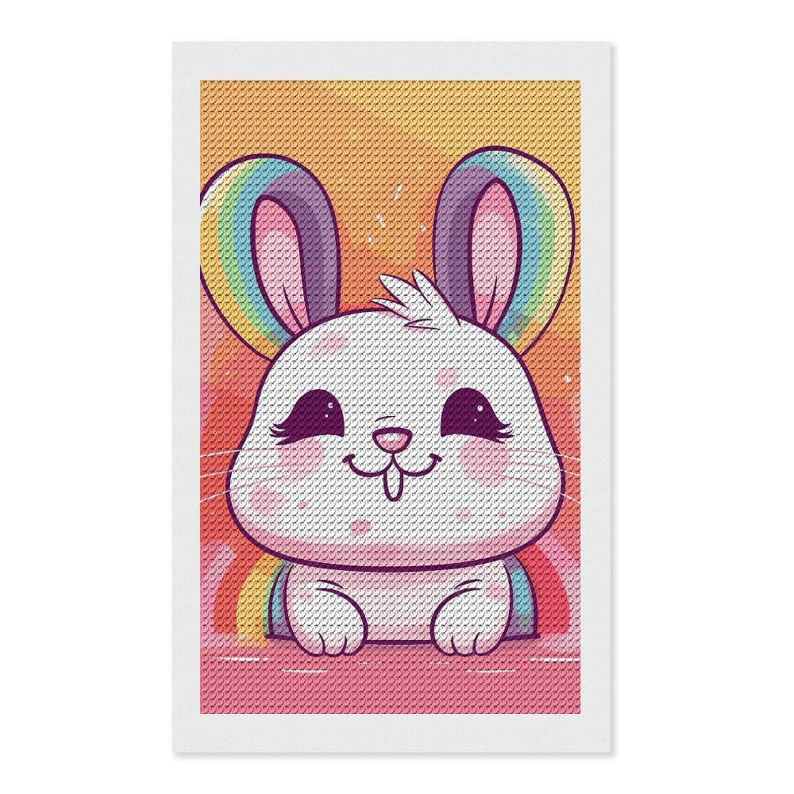 Chubby Rabbit Diamond Art Kits for Adults, DIY 5D Diamonds Painting Kits for Beginner, Round Full Drill Diamond Dots Painting, Diamonds Pictures Gem Art and Crafts Wall Decor 12"x20"