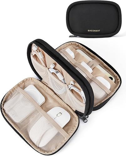 Miniatura 8 de BAGSMART Bolsa Organizadora de Cables para Viaje, S, Hinchado A-Doble Capa Beige,A-Doble Capa Rosa,Doble Capa Beige,Beige de una sola capa,Rosa de