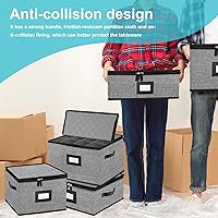 Vista 9 de Estuche de Almacenamiento Acolchado para Bandejas PAQUETE DE 2 - Contenedores de Almacenamiento de Porcelana Fina Carcasa Rígida para Organizar